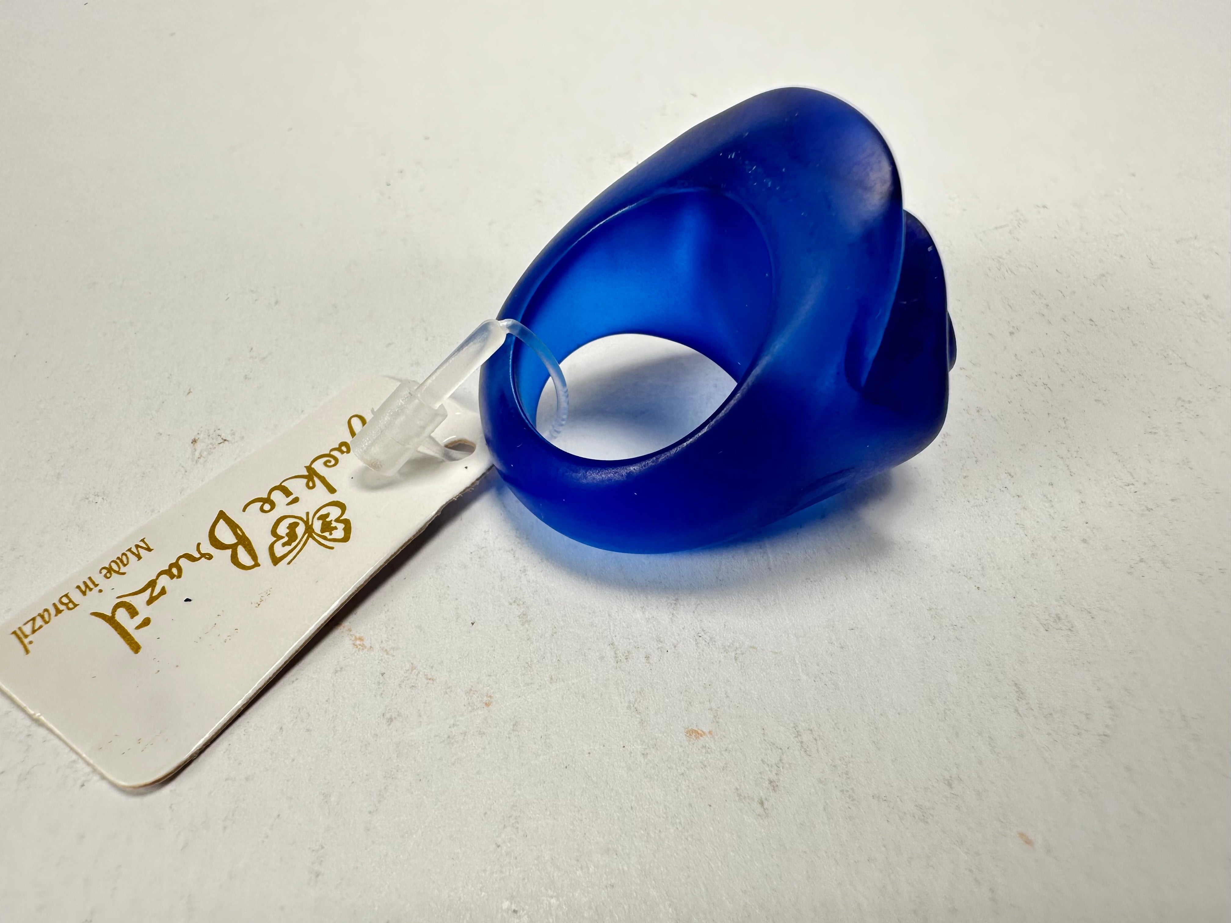 Jackie Brazil "Rose" Royal Blue Resin Rose Ring ( R0585 ) Size UK N / US 6.5