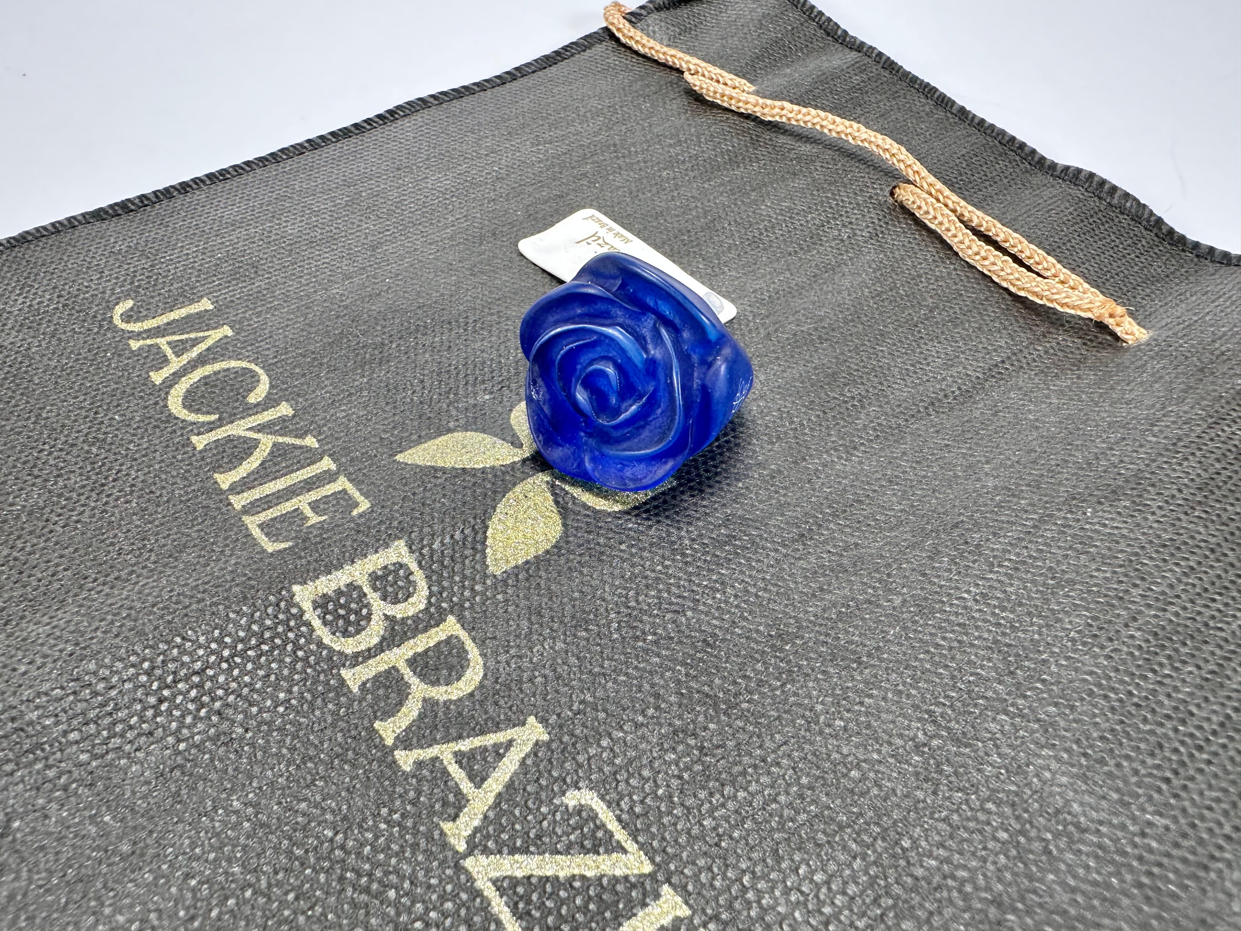 Jackie Brazil "Rose" Royal Blue Resin Rose Ring ( R0585 ) Size UK N / US 6.5