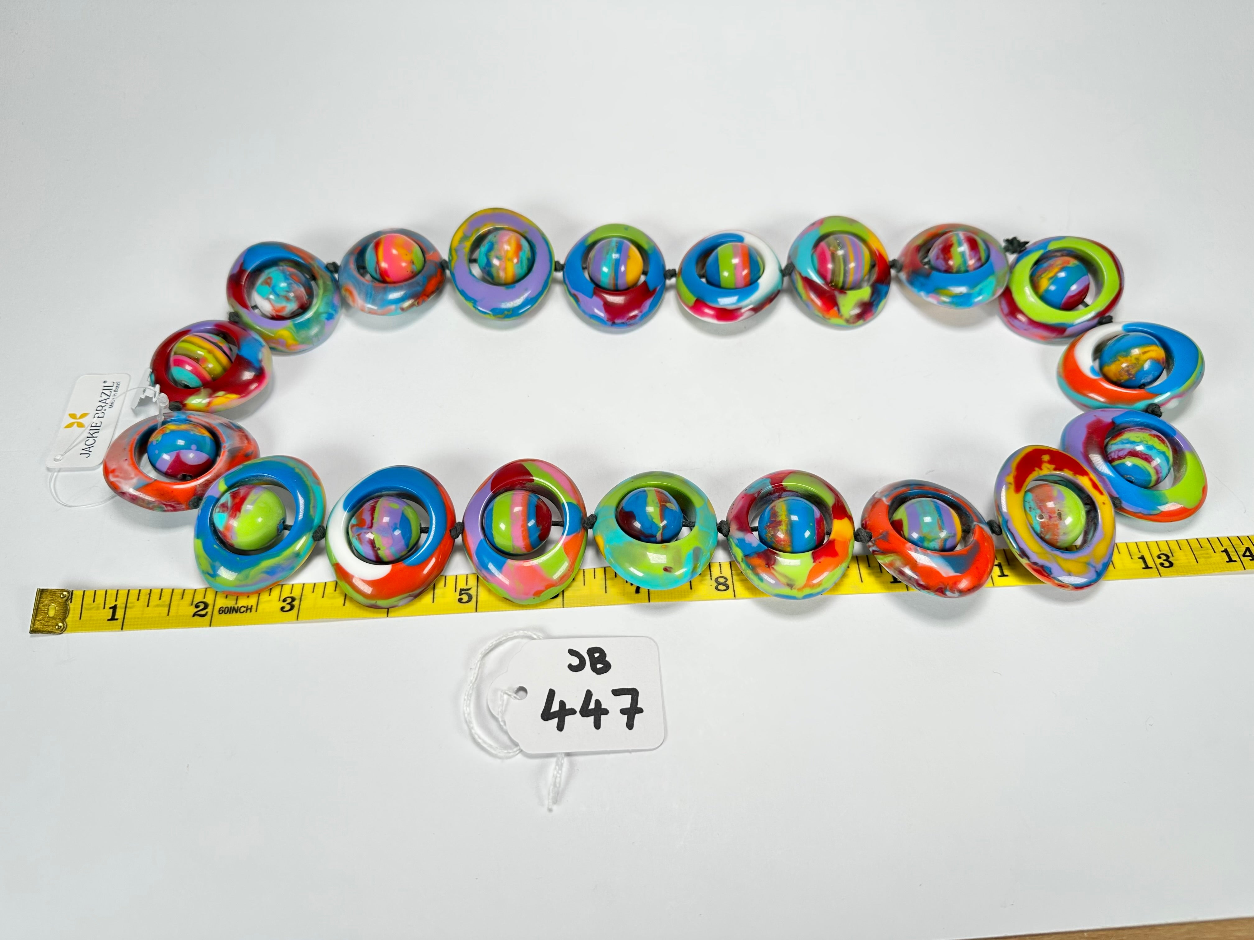 Jackie Brazil "Saturn" Kandinsky Disc & Ball Long 75cm Necklace ( N0052 )