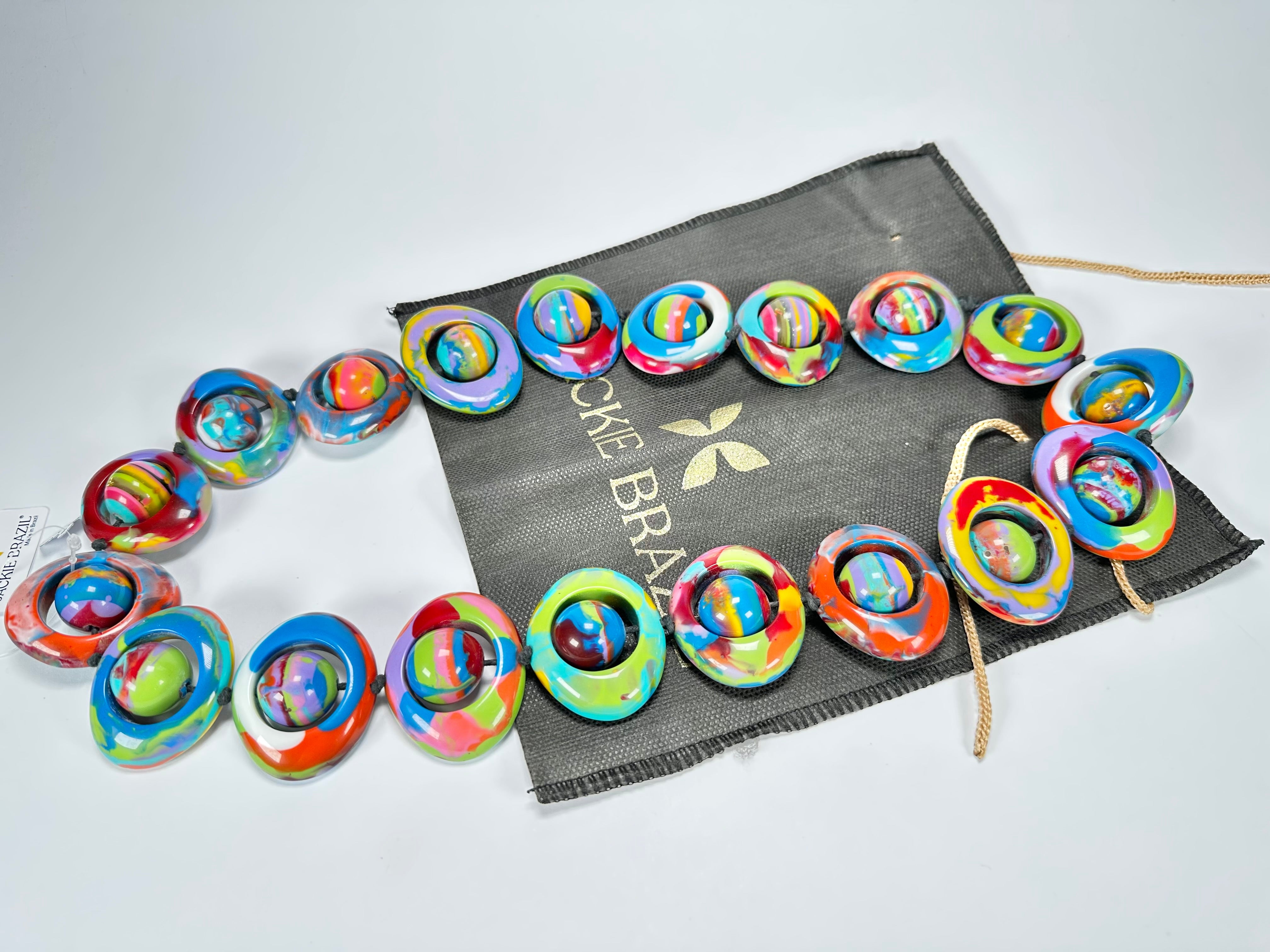 Jackie Brazil "Saturn" Kandinsky Disc & Ball Long 75cm Necklace ( N0052 )