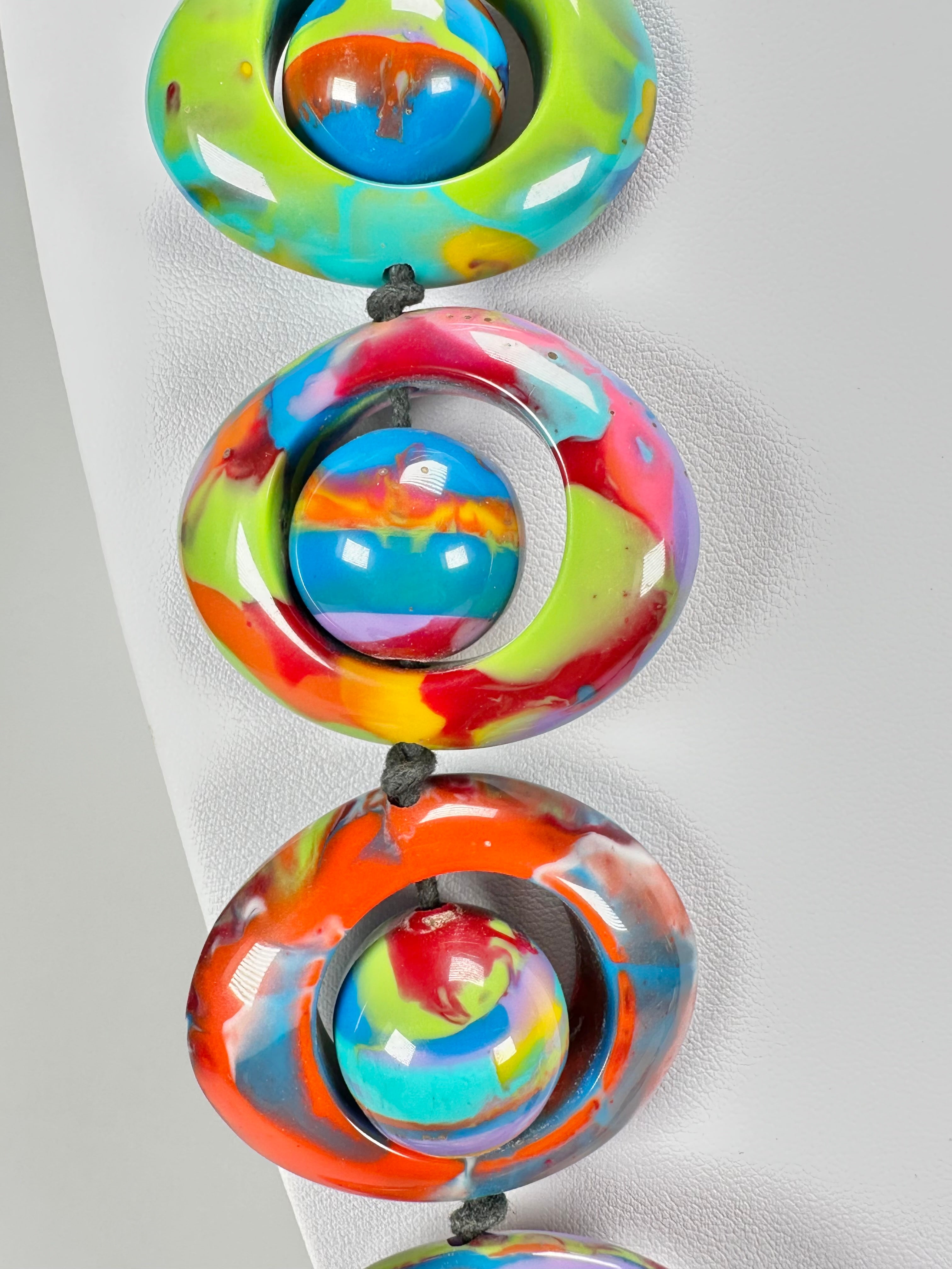 Jackie Brazil "Saturn" Kandinsky Disc & Ball Long 75cm Necklace ( N0052 )
