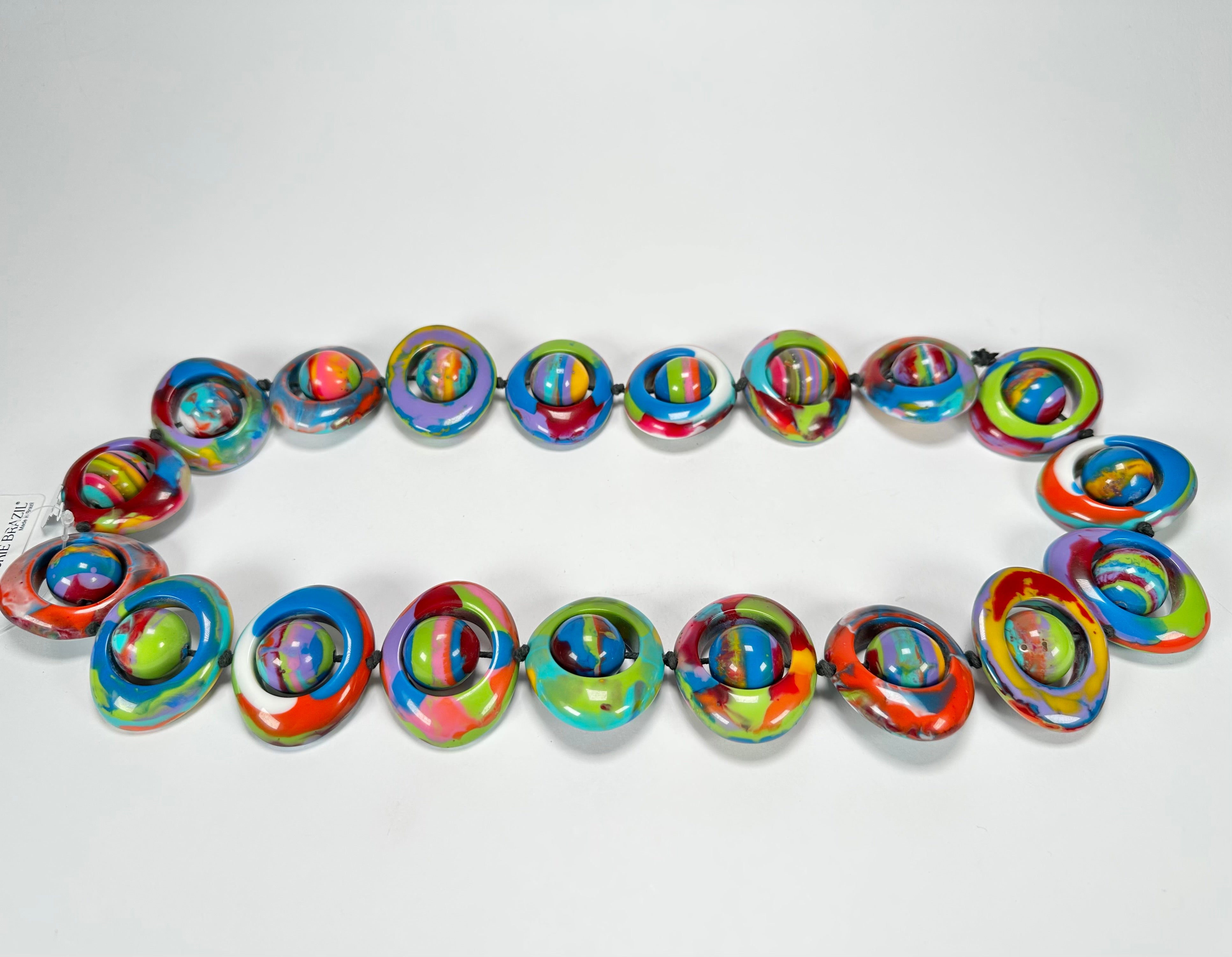 Jackie Brazil "Saturn" Kandinsky Disc & Ball Long 75cm Necklace ( N0052 )