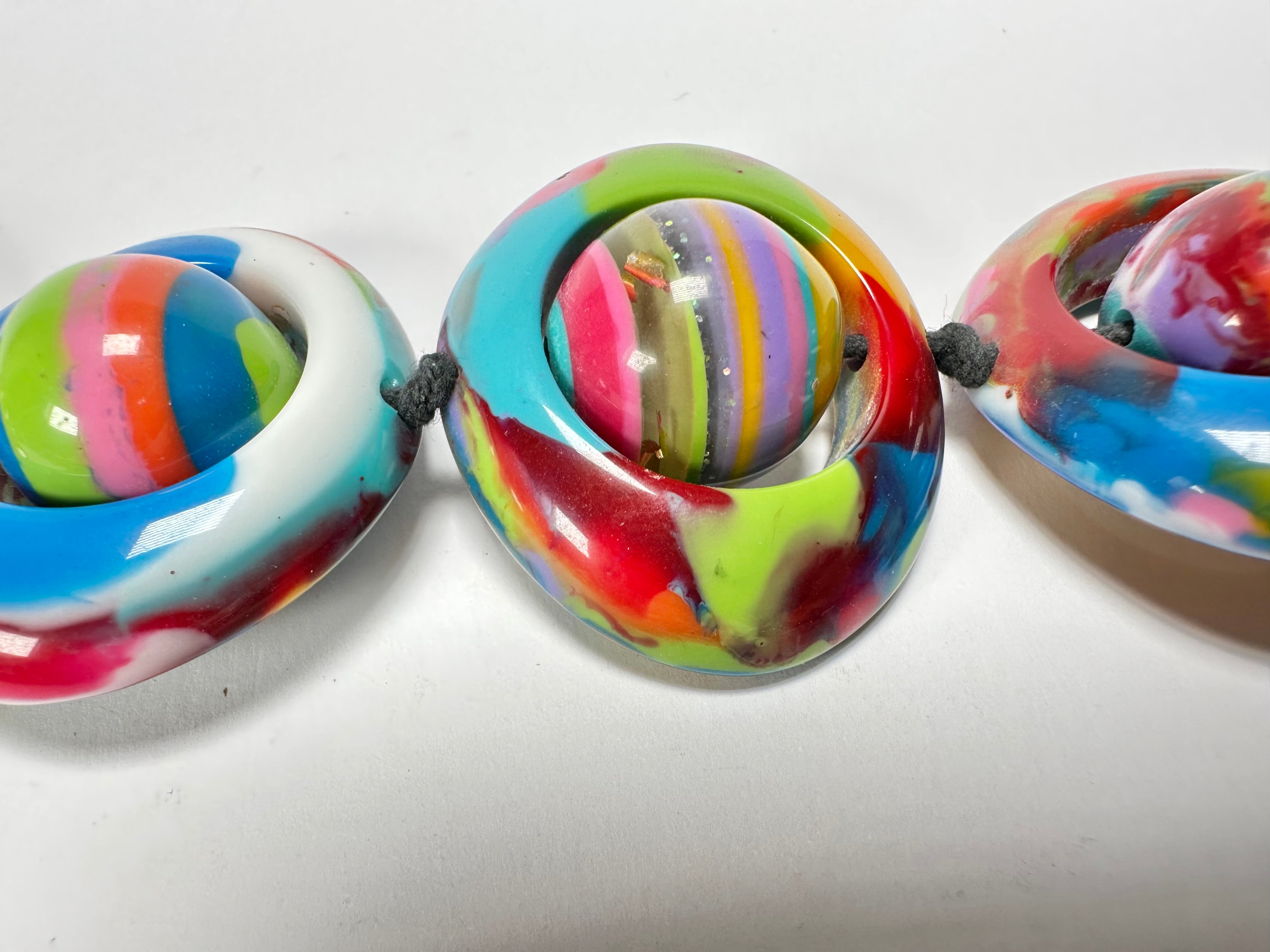 Jackie Brazil "Saturn" Kandinsky Disc & Ball Long 75cm Necklace ( N0052 )