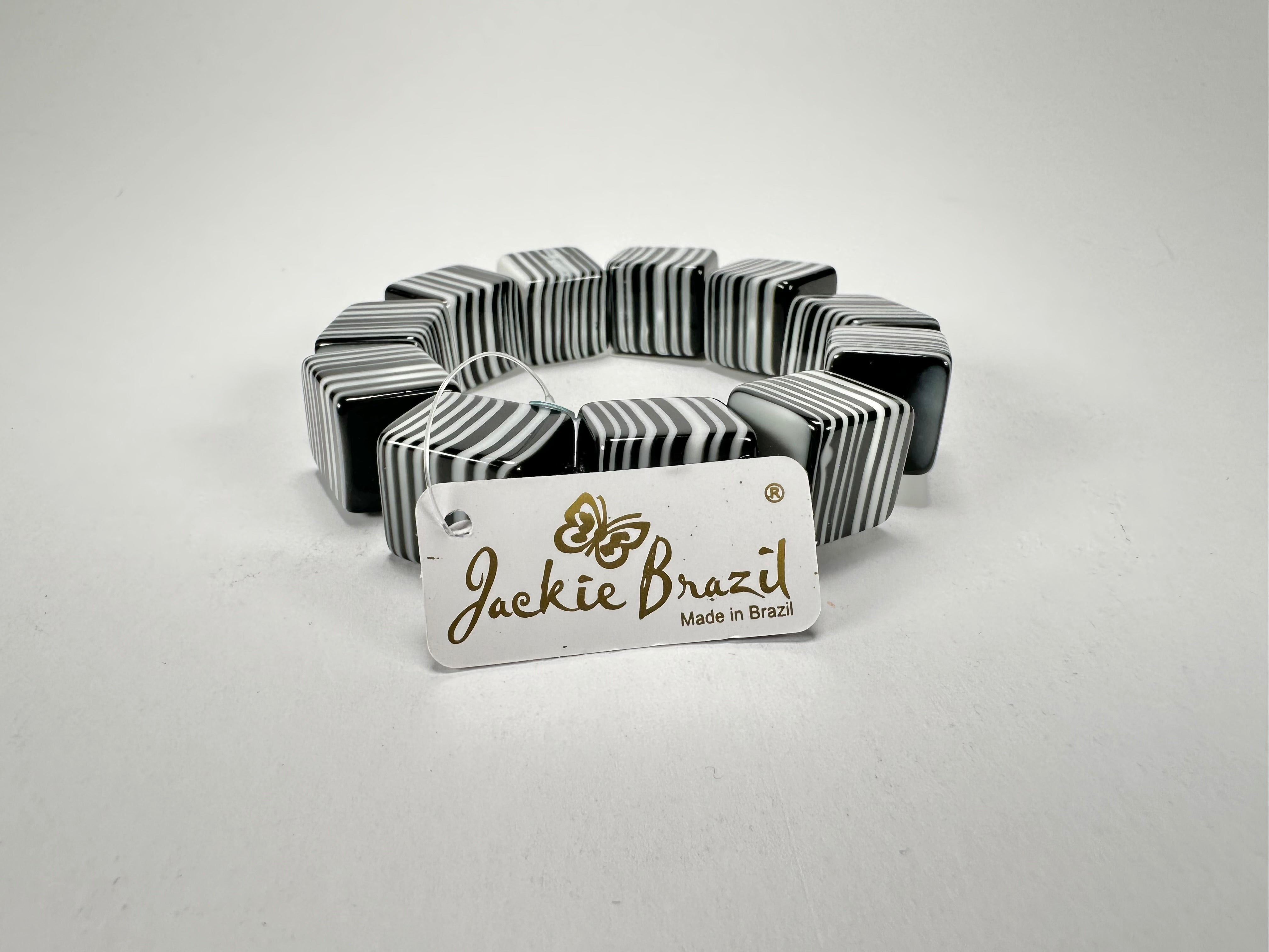 Jackie Brazil "POP" Liquorice Black & White Small Cubes Bracelet ( B0224 )