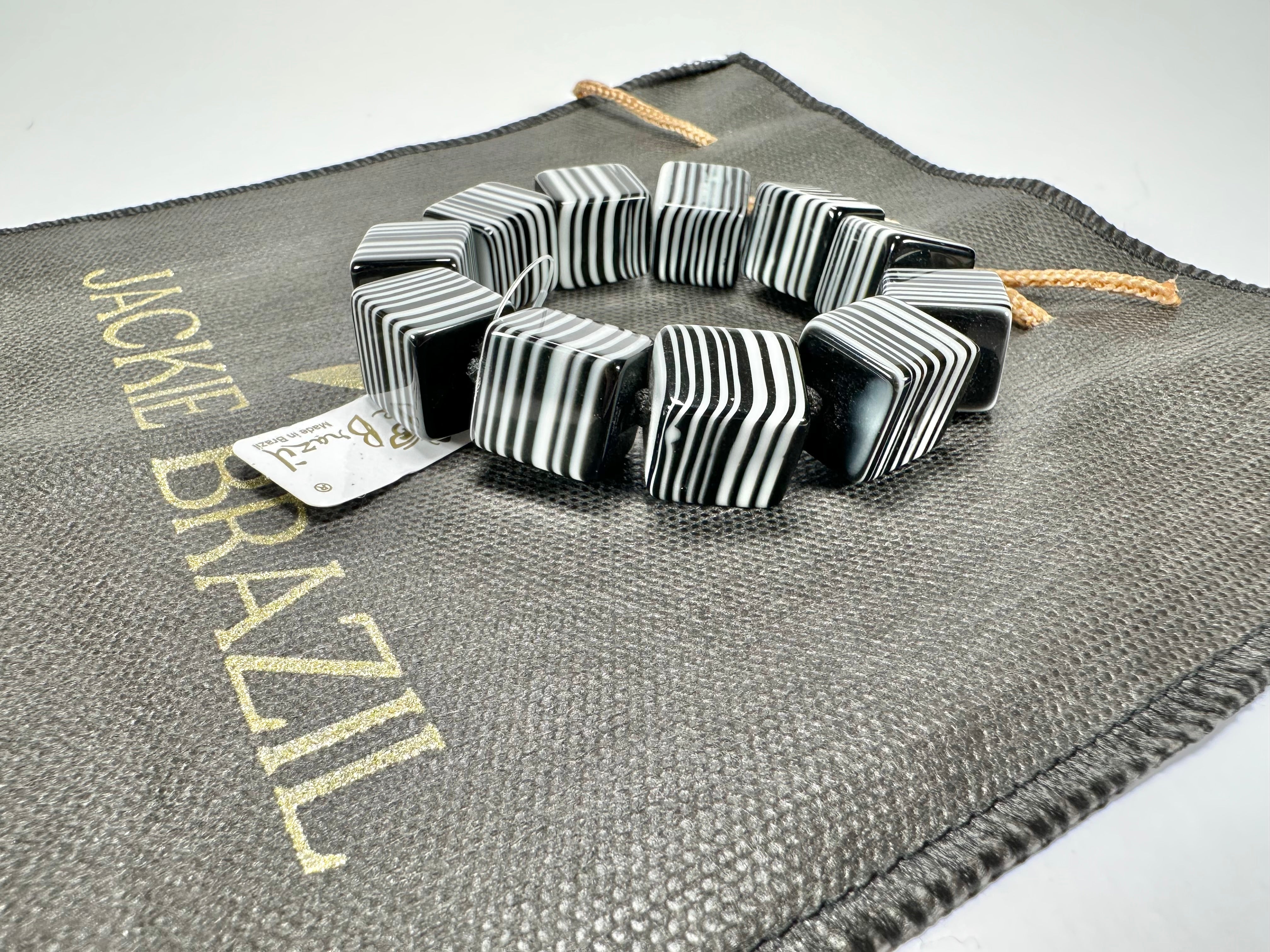 Jackie Brazil "POP" Liquorice Black & White Small Cubes Bracelet ( B0224 )