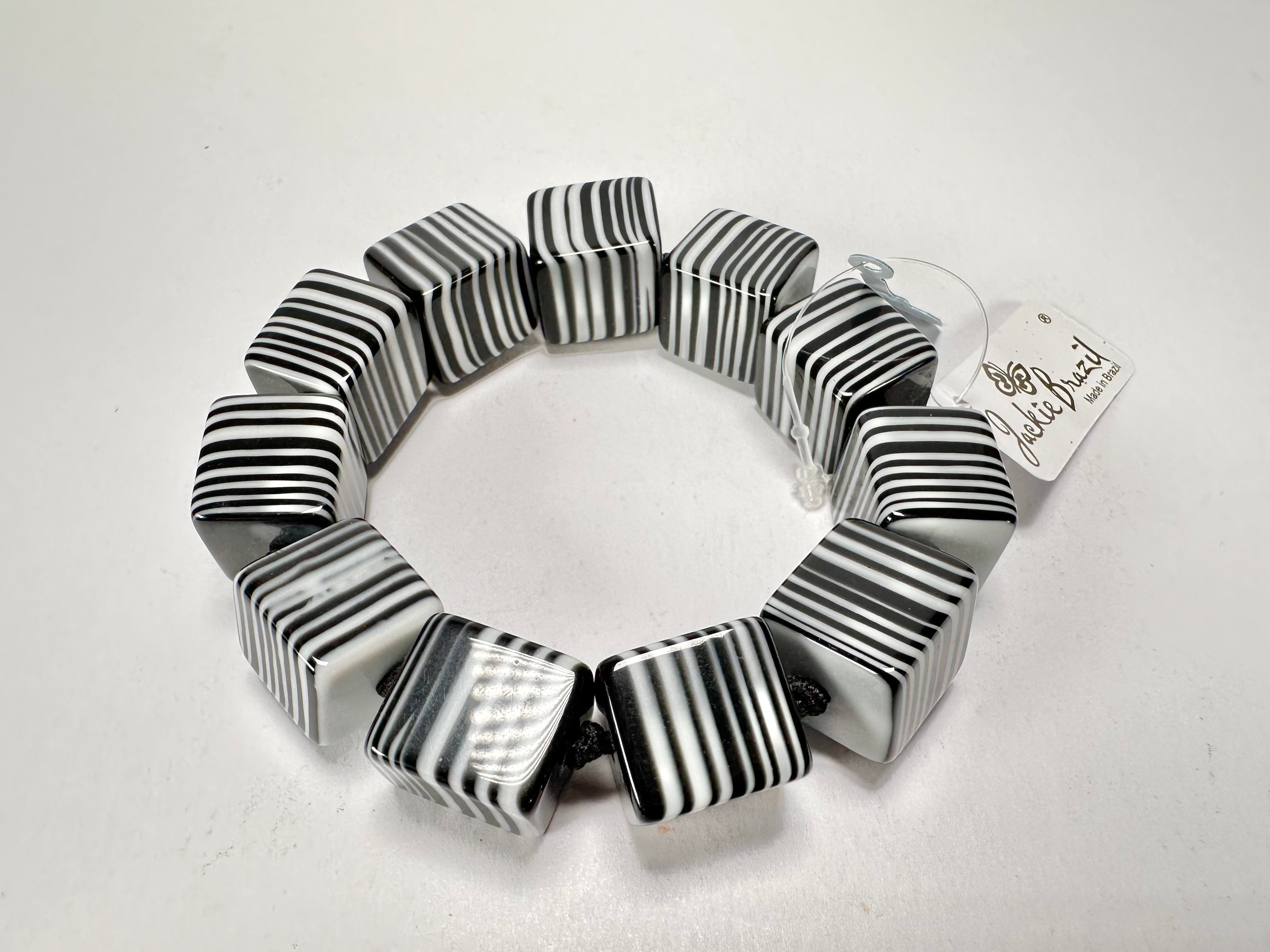 Jackie Brazil "POP" Liquorice Black & White Small Cubes Bracelet ( B0224 )