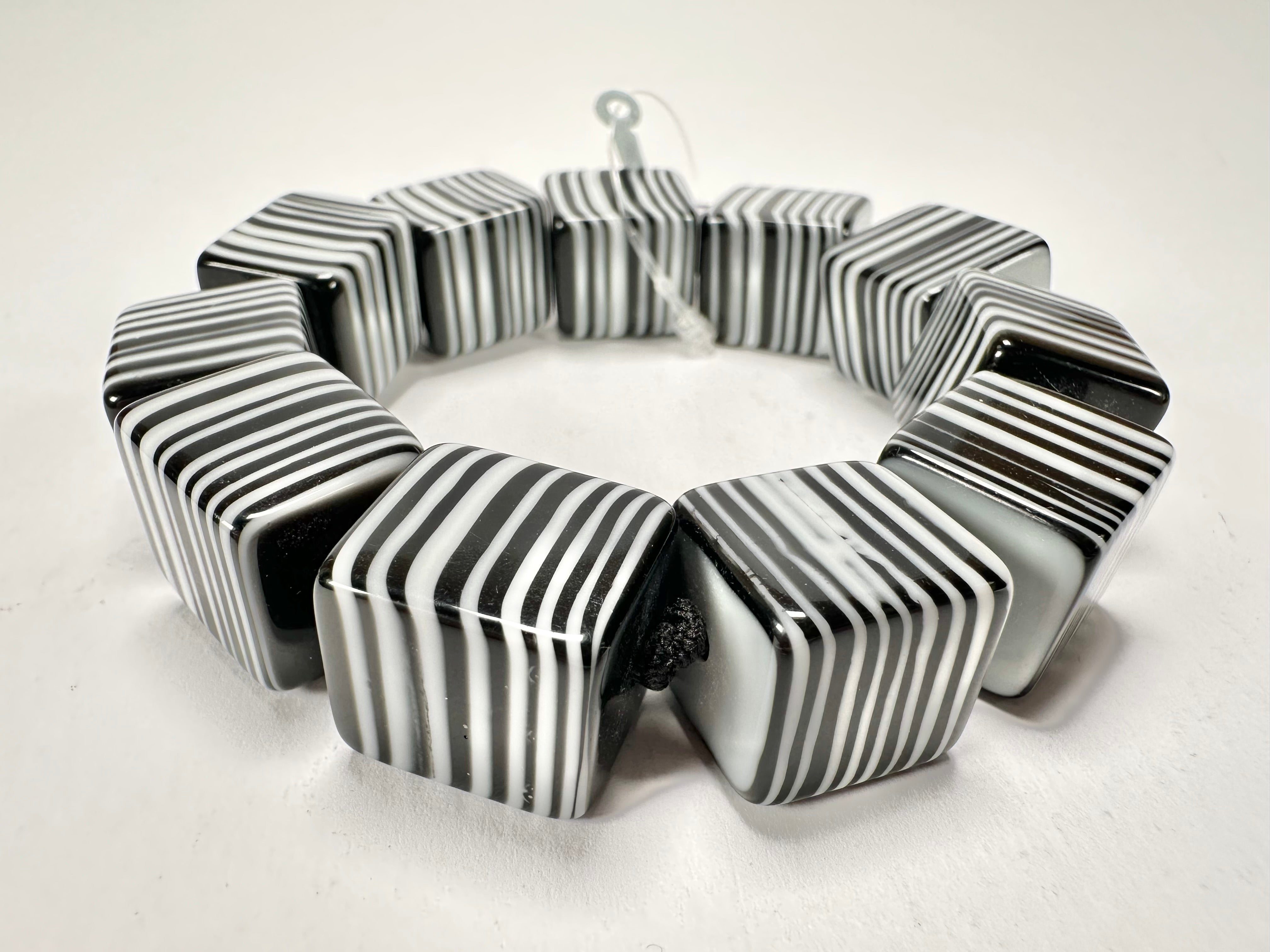 Jackie Brazil "POP" Liquorice Black & White Small Cubes Bracelet ( B0224 )
