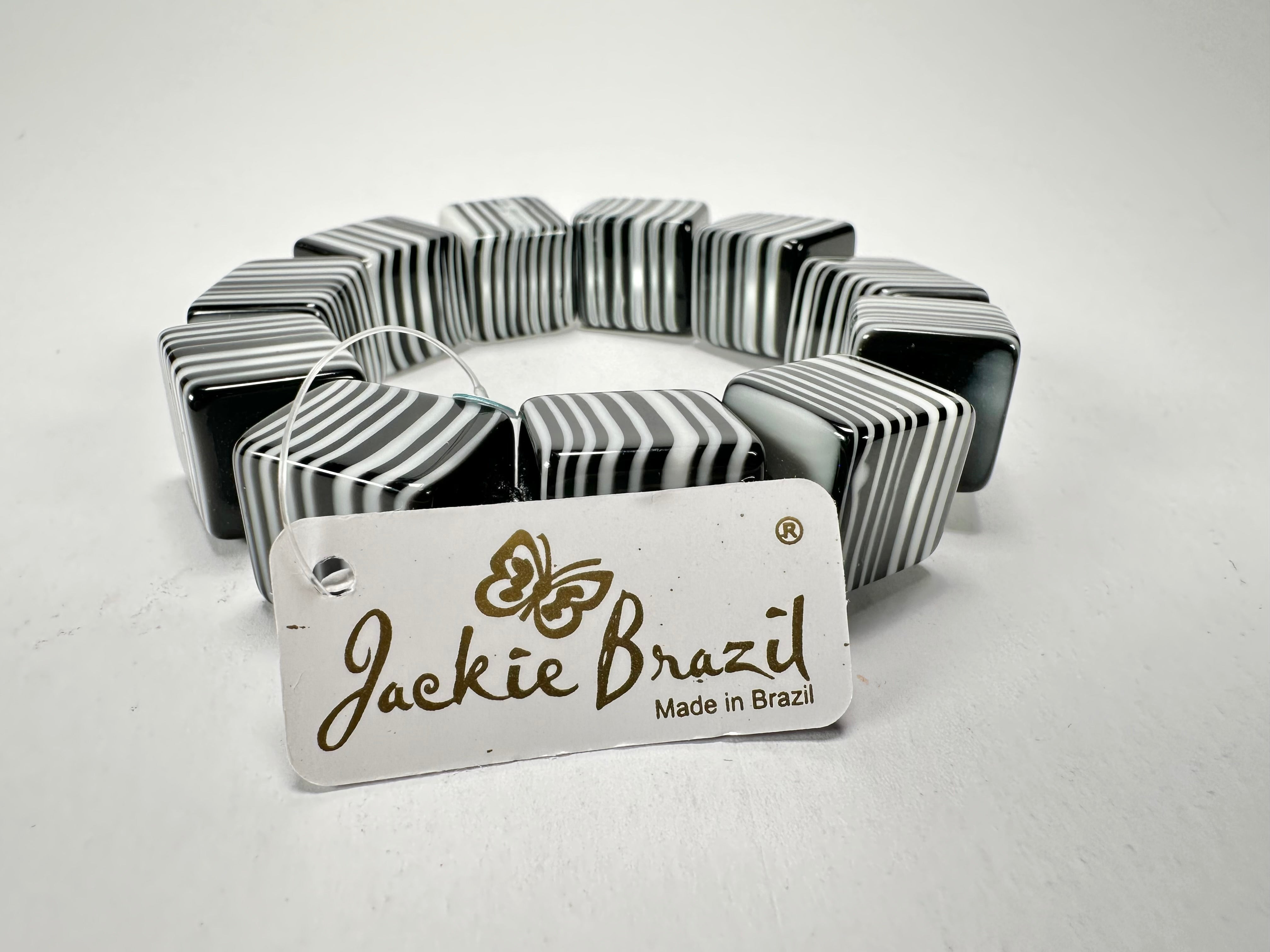 Jackie Brazil "POP" Liquorice Black & White Small Cubes Bracelet ( B0224 )