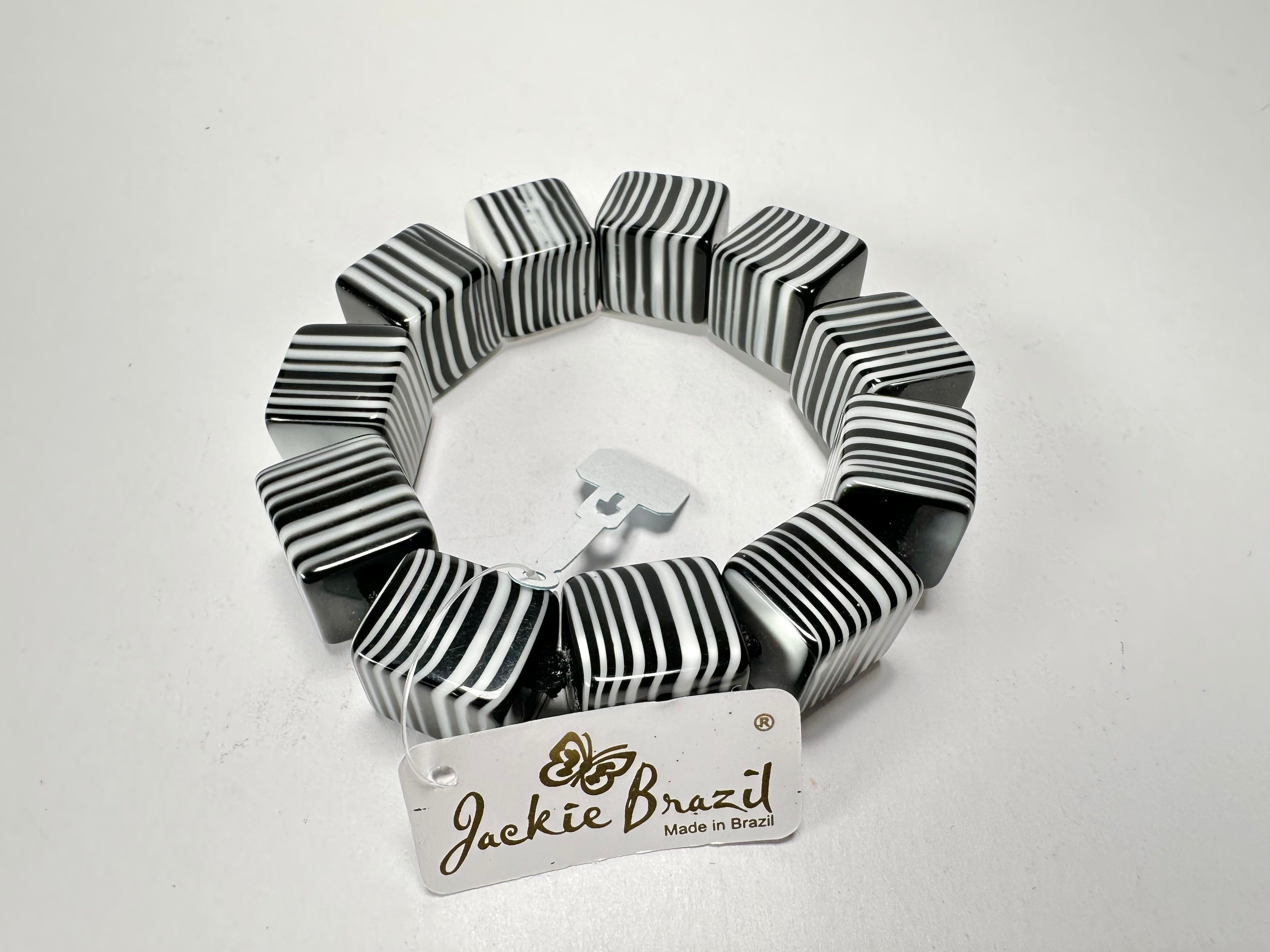 Jackie Brazil "POP" Liquorice Black & White Small Cubes Bracelet ( B0224 )