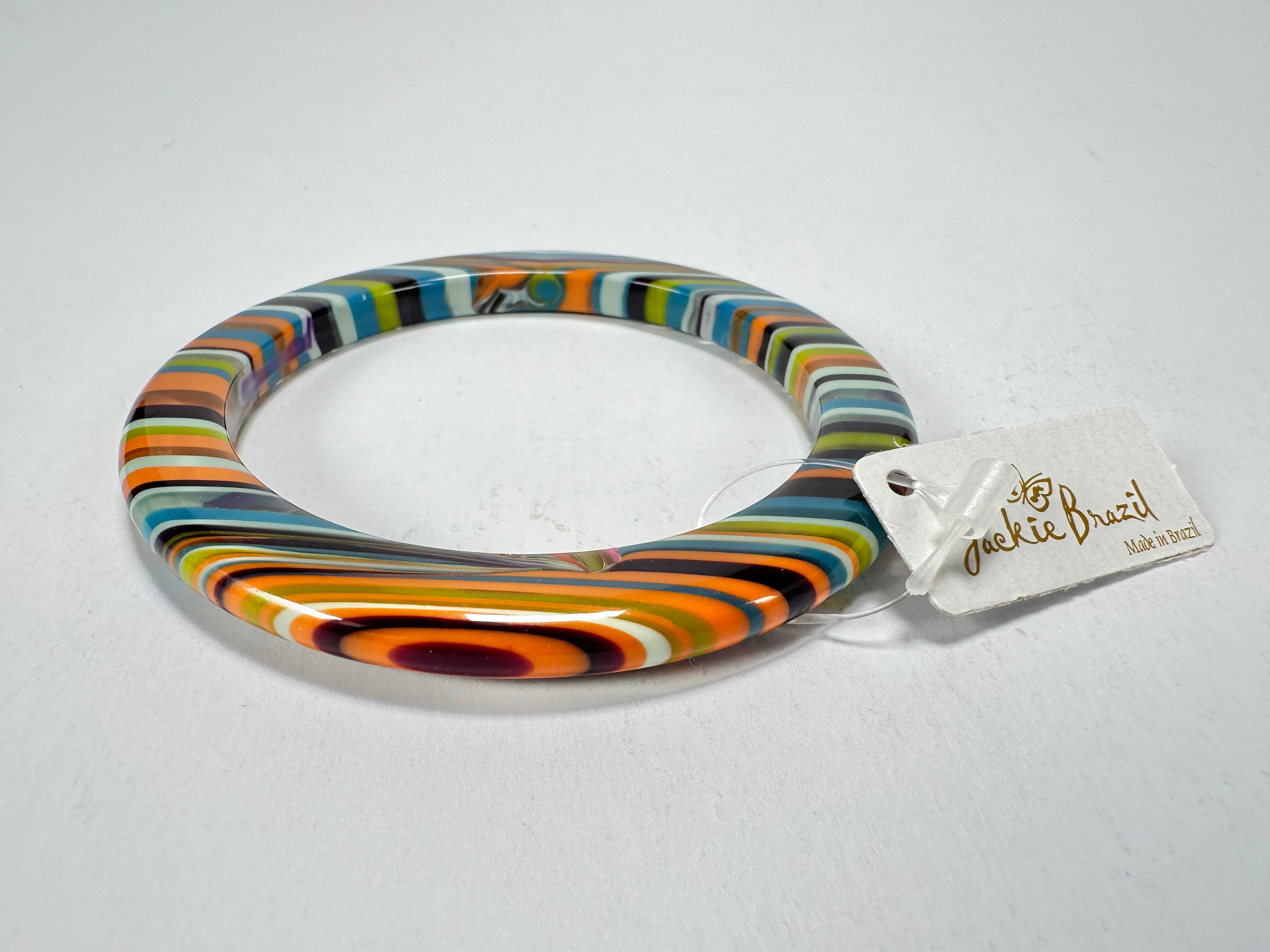 Jackie Brazil "Olympic Circles" Liquorice Allsorts Winter Colour 0.5cm Resin Bangle ( B2336 )