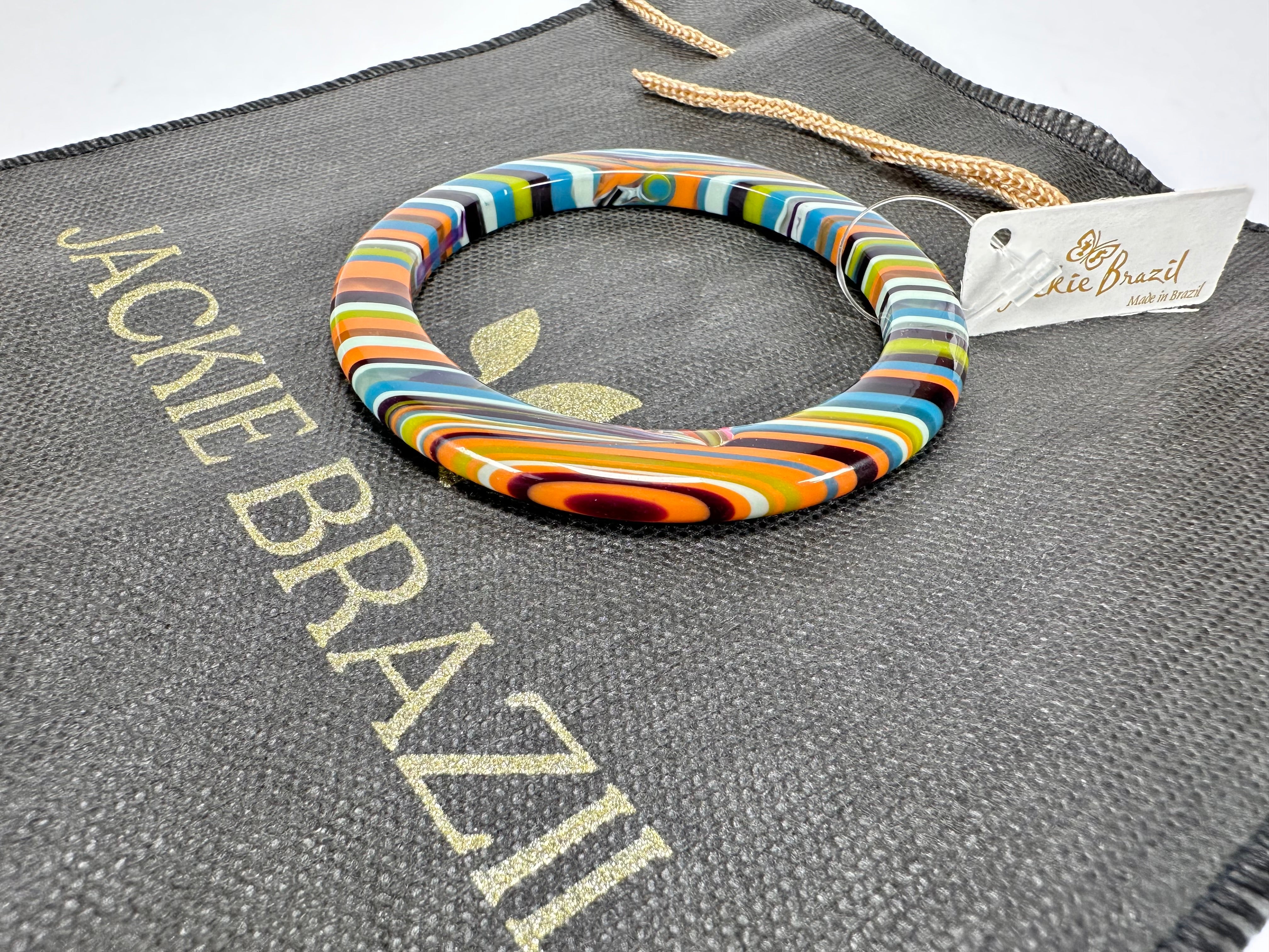 Jackie Brazil "Olympic Circles" Liquorice Allsorts Winter Colour 0.5cm Resin Bangle ( B2336 )