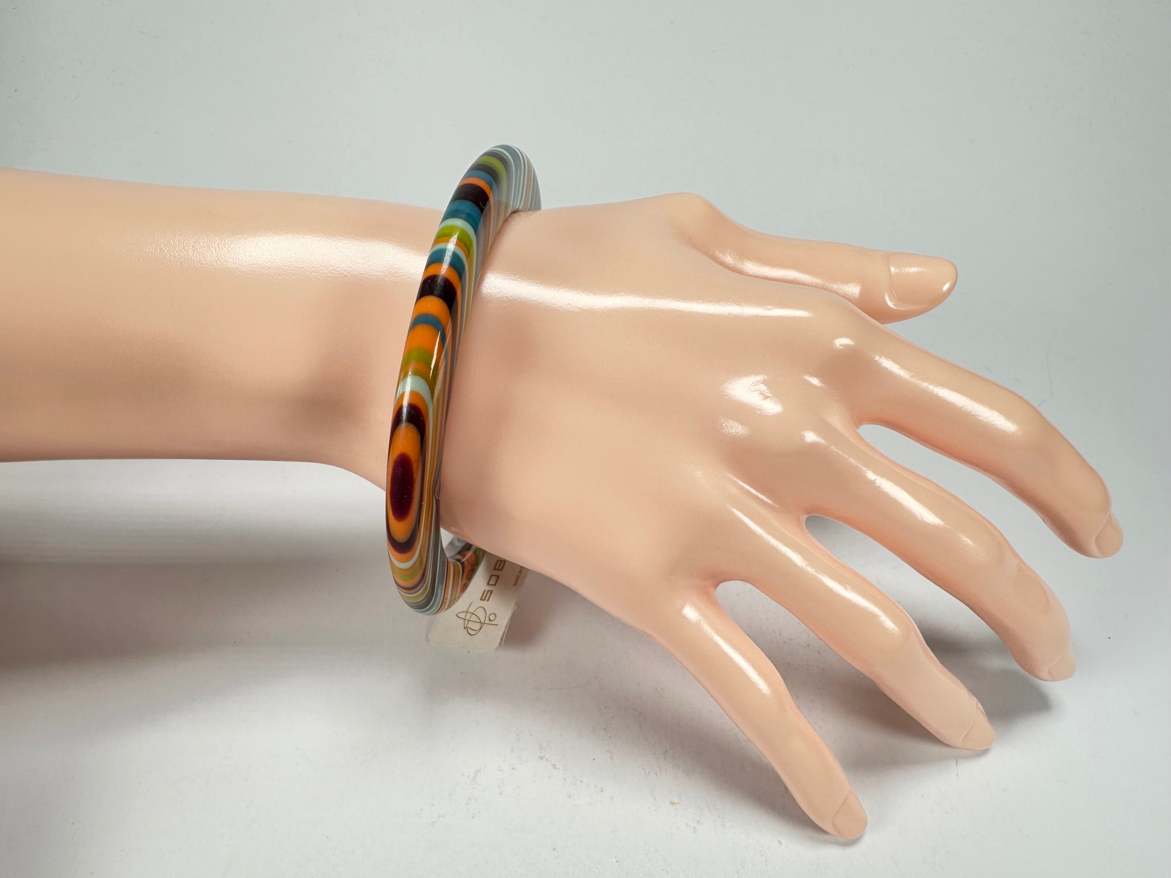 Jackie Brazil "Olympic Circles" Liquorice Allsorts Winter Colour 0.5cm Resin Bangle ( B2336 )