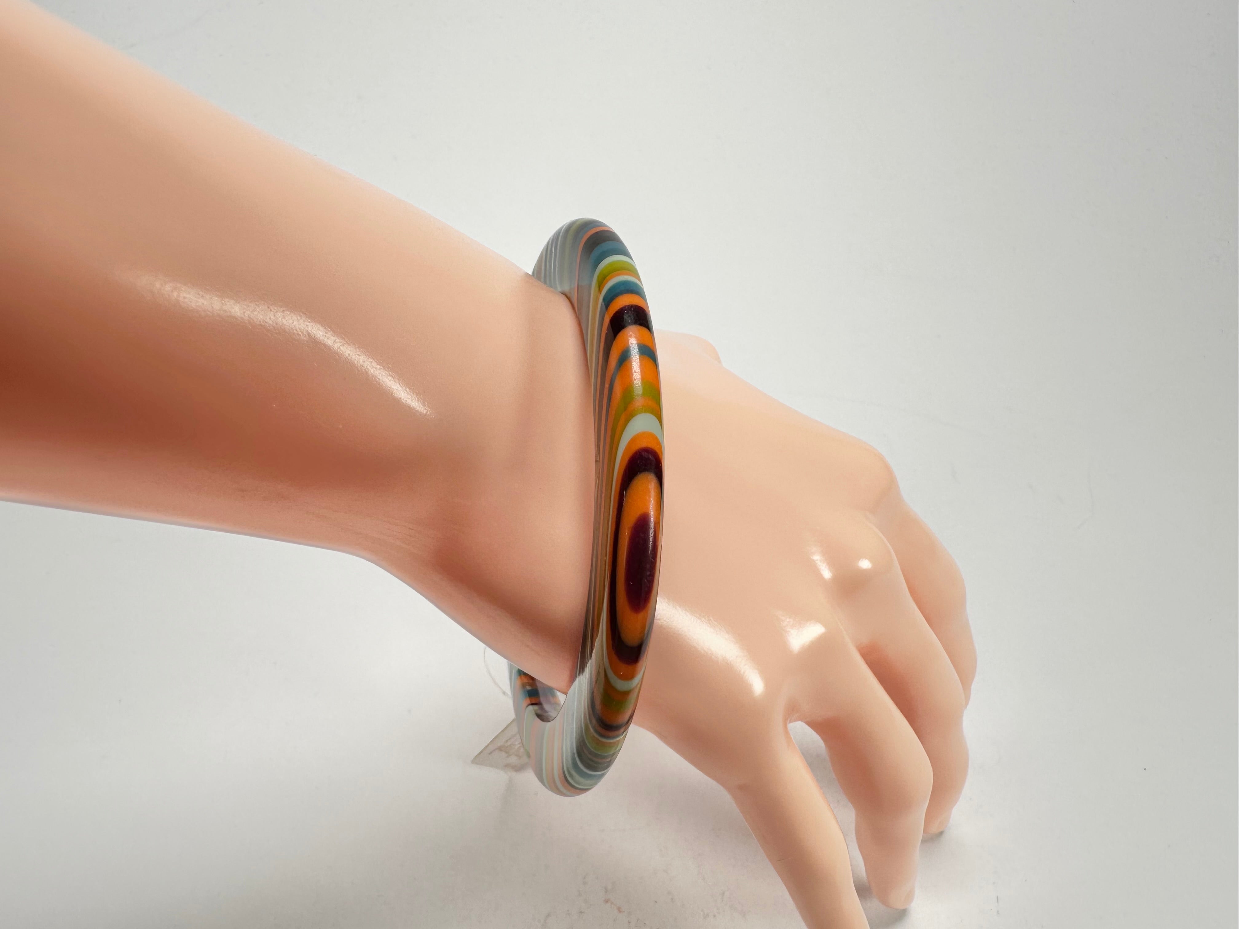Jackie Brazil "Olympic Circles" Liquorice Allsorts Winter Colour 0.5cm Resin Bangle ( B2336 )