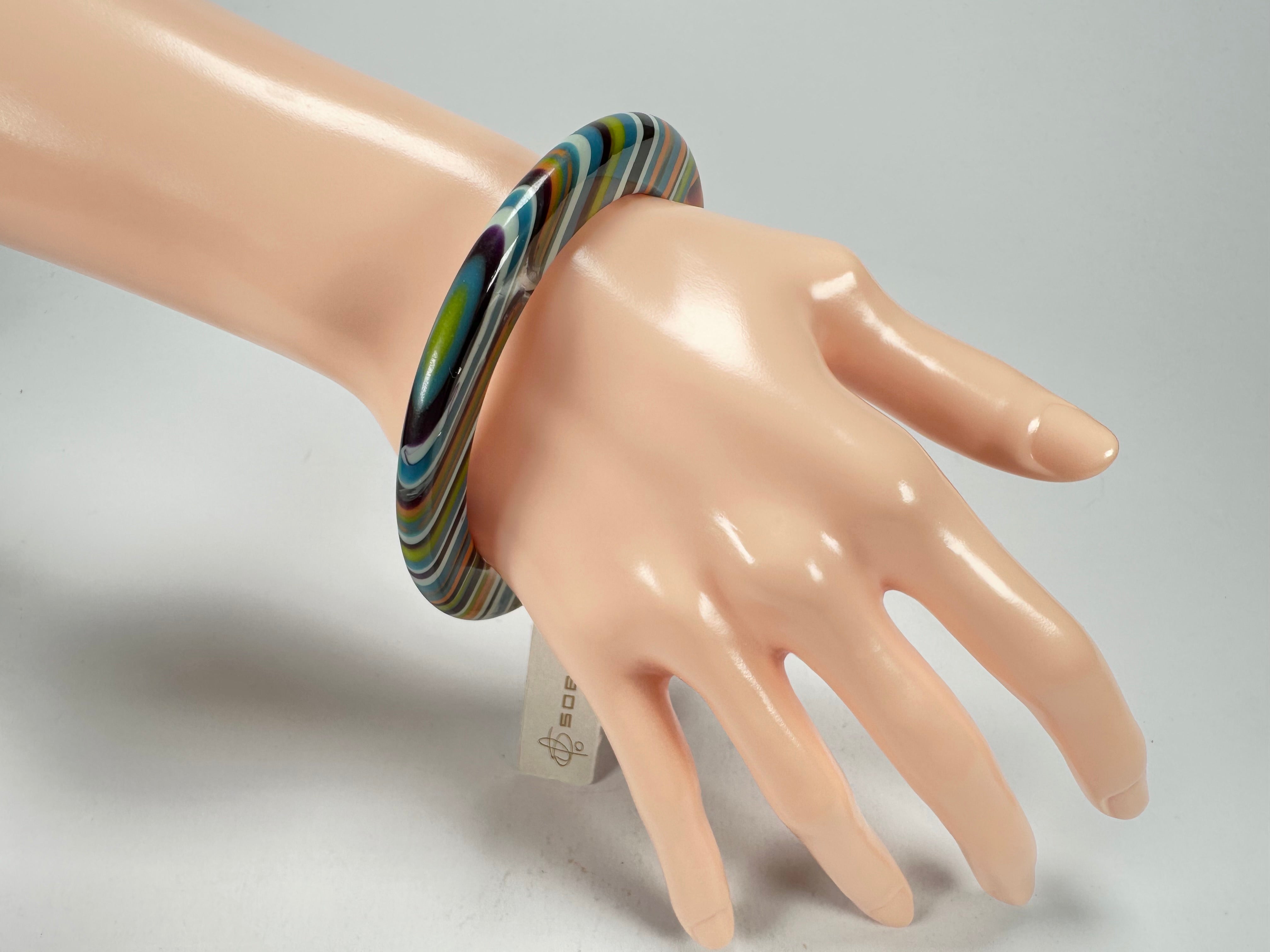 Jackie Brazil "Olympic Circles" Liquorice Allsorts Winter Colour 0.5cm Resin Bangle ( B2336 )