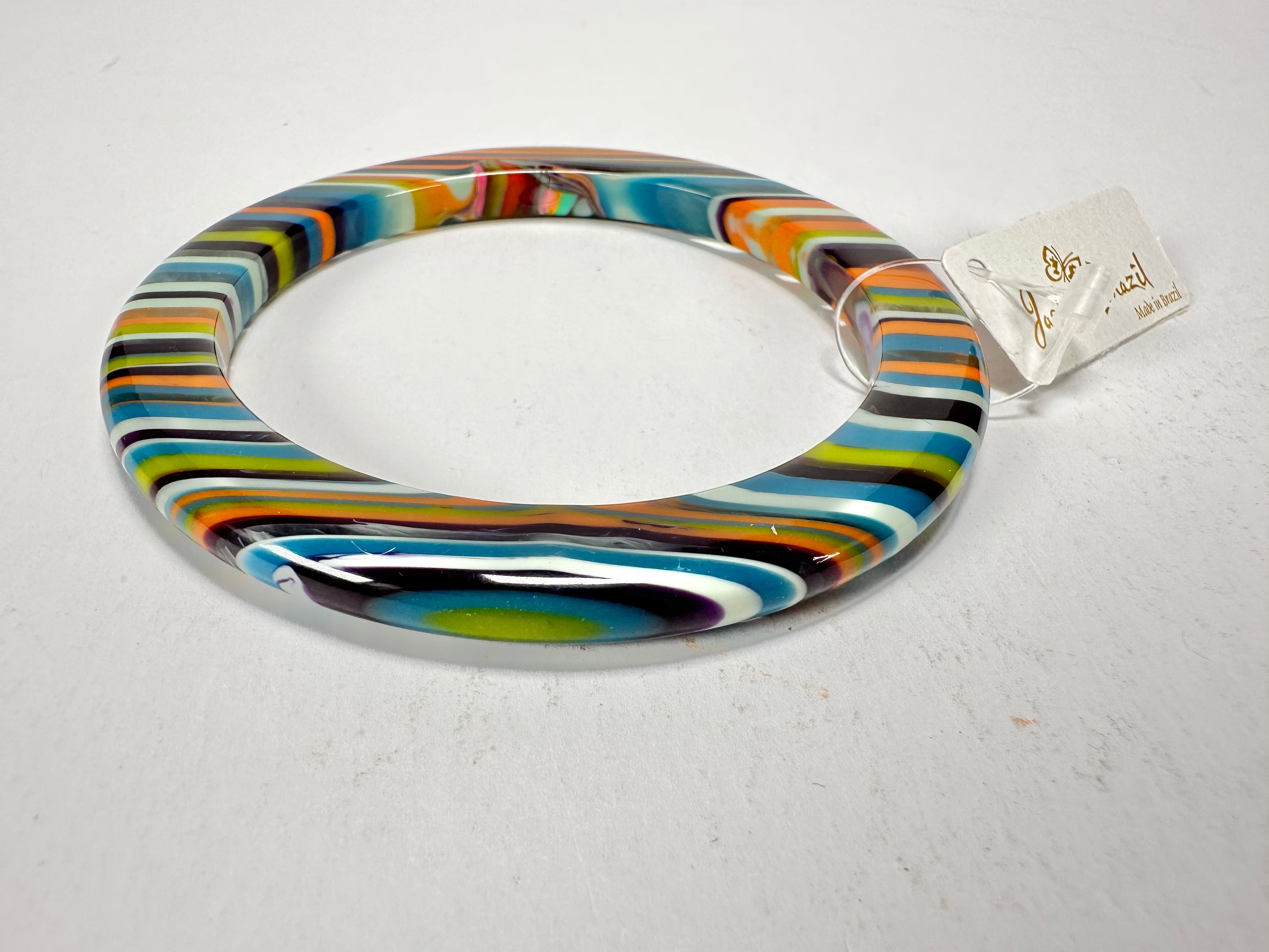 Jackie Brazil "Olympic Circles" Liquorice Allsorts Winter Colour 0.5cm Resin Bangle ( B2336 )