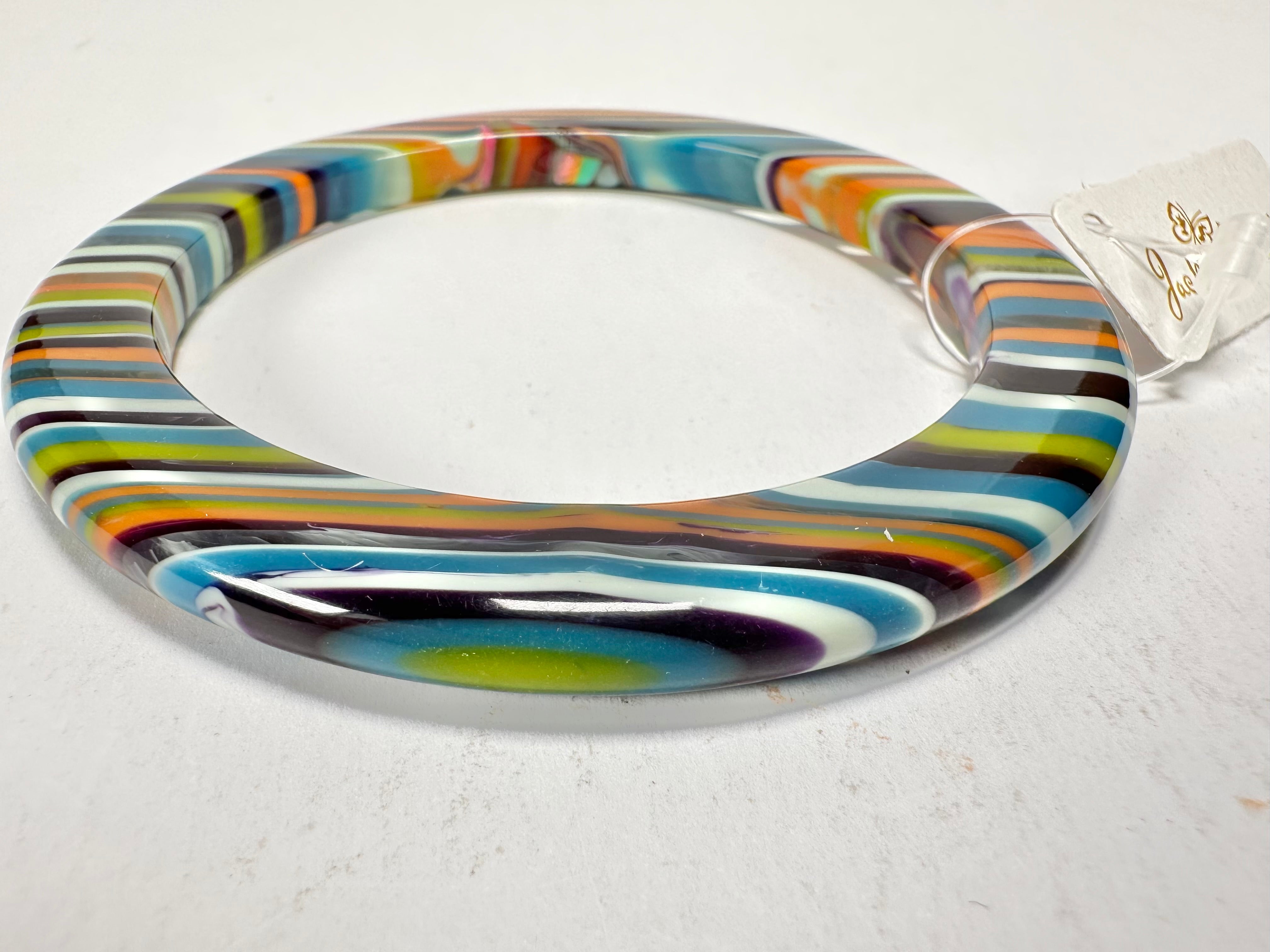Jackie Brazil "Olympic Circles" Liquorice Allsorts Winter Colour 0.5cm Resin Bangle ( B2336 )