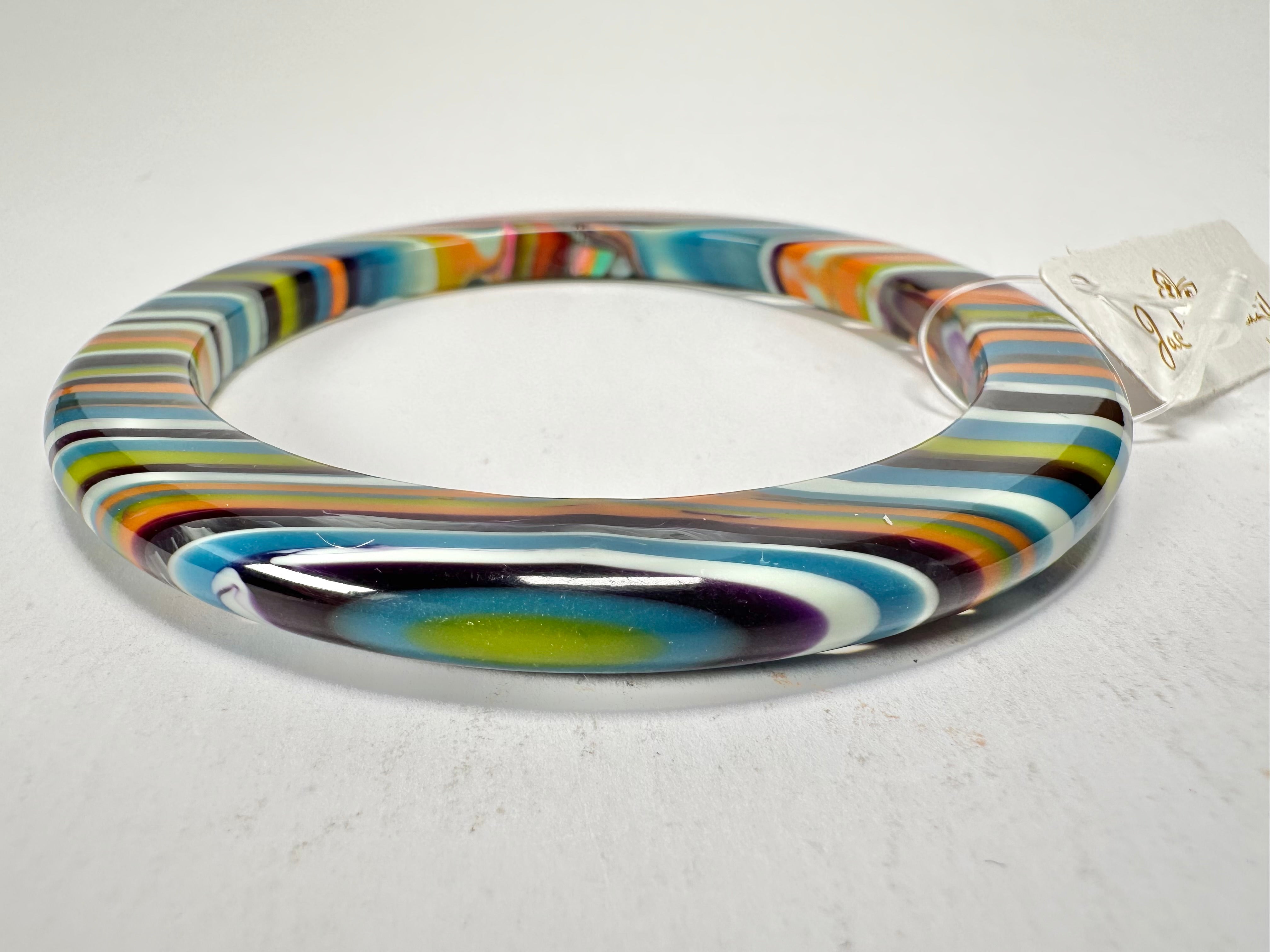 Jackie Brazil "Olympic Circles" Liquorice Allsorts Winter Colour 0.5cm Resin Bangle ( B2336 )