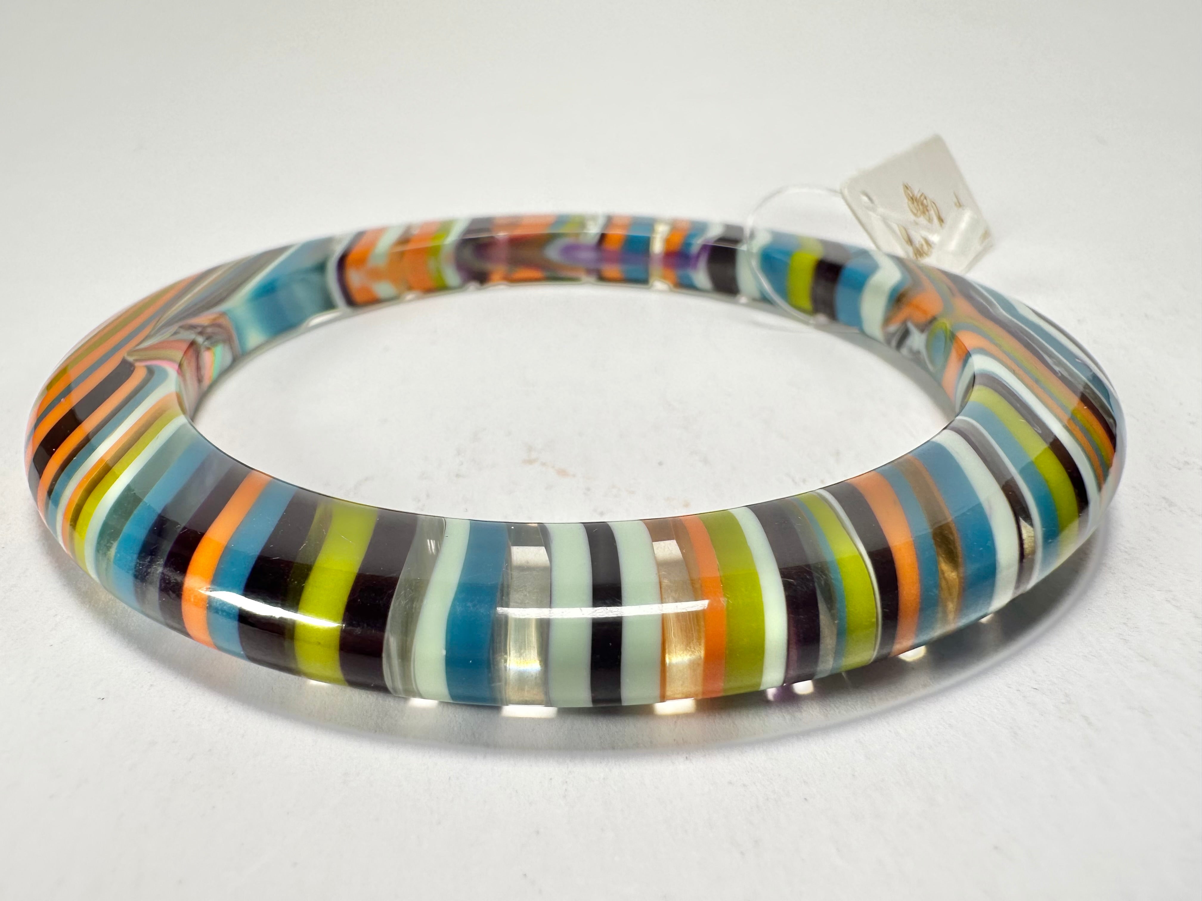 Jackie Brazil "Olympic Circles" Liquorice Allsorts Winter Colour 0.5cm Resin Bangle ( B2336 )