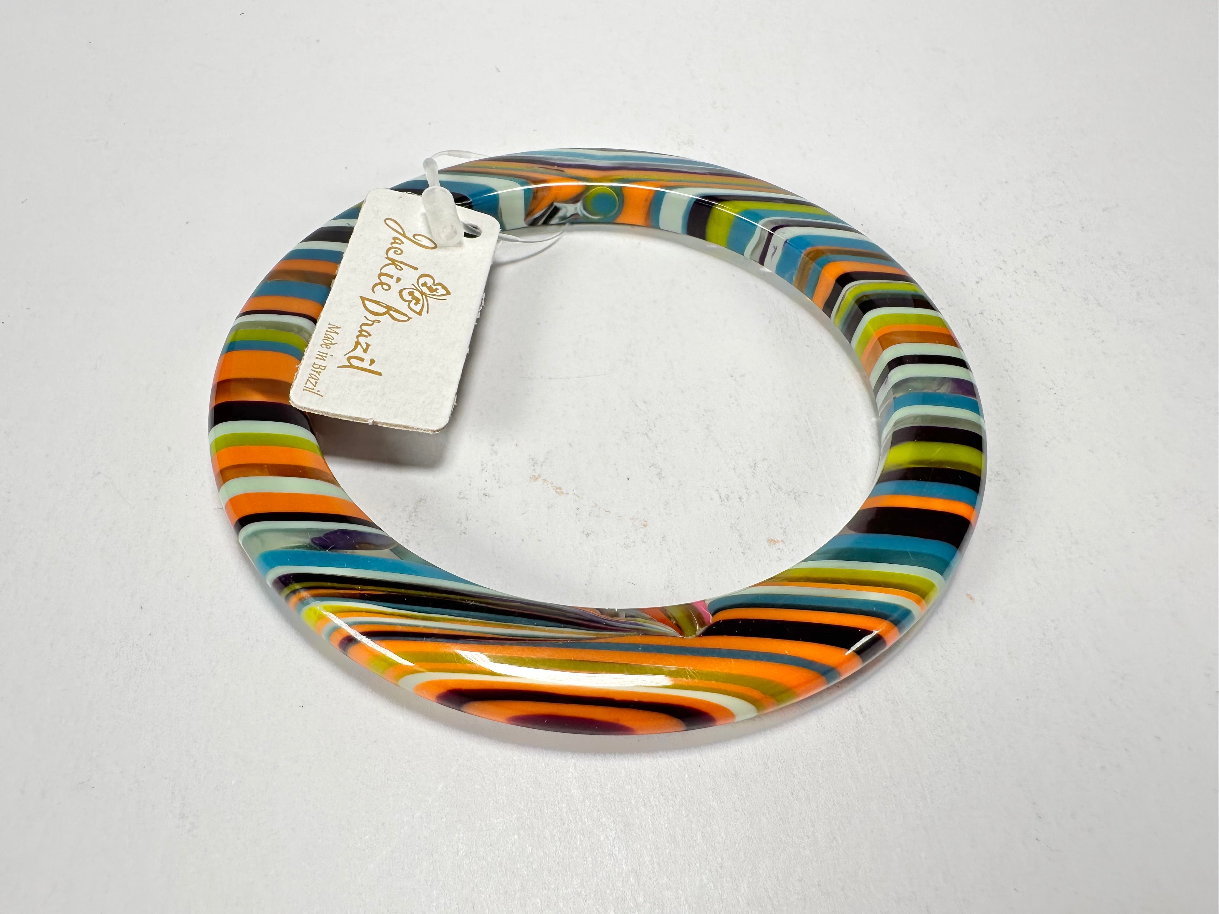 Jackie Brazil "Olympic Circles" Liquorice Allsorts Winter Colour 0.5cm Resin Bangle ( B2336 )