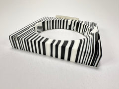 Jackie Brazil "Zebra" Liquorice Allsorts Black & White Striped 1.3cm Square Resin Bangle ( B2142 )