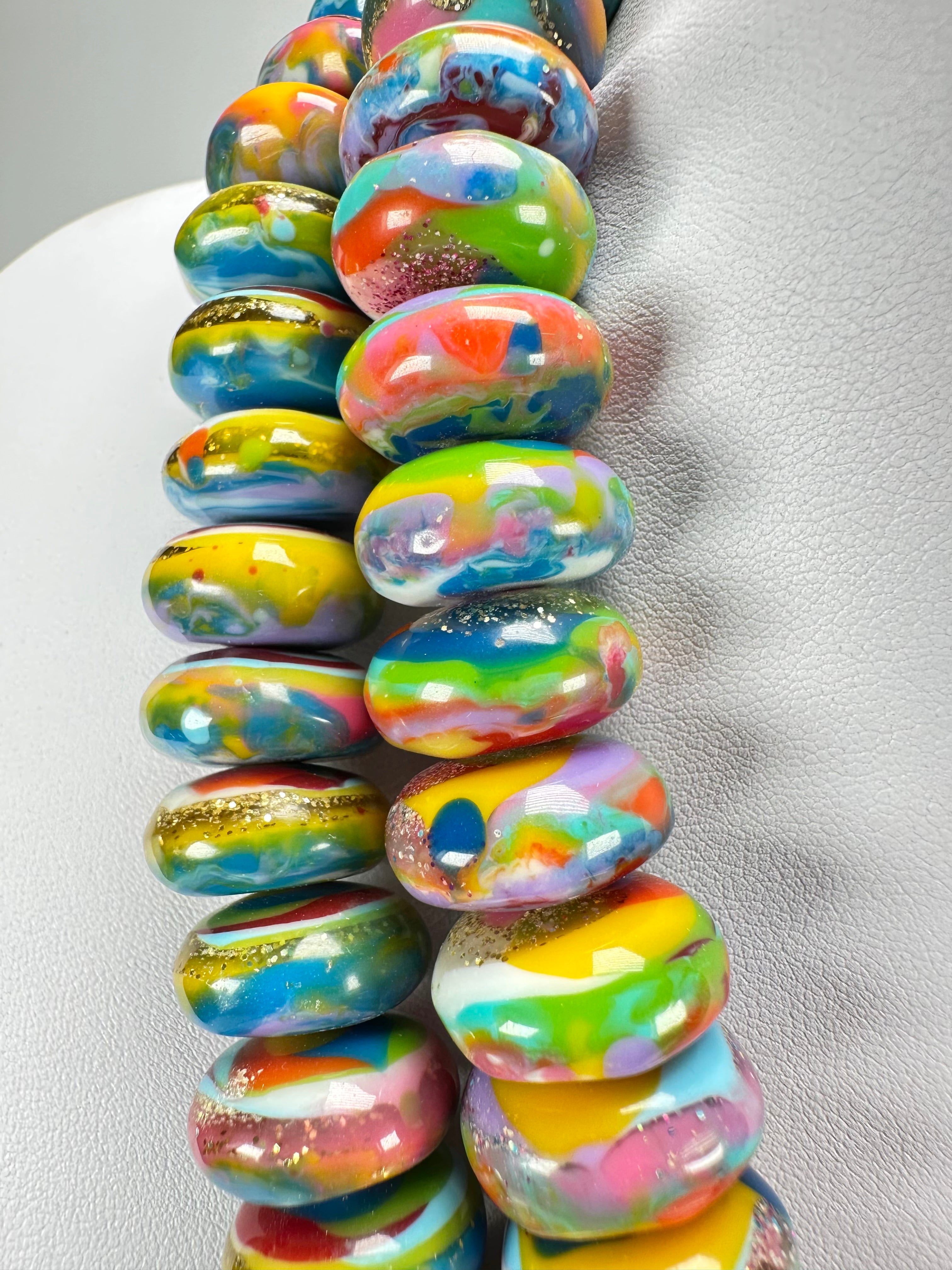 Jackie Brazil "Bela" Kandinsky Resin Mini Wheels 110cm Necklace ( N0048 )