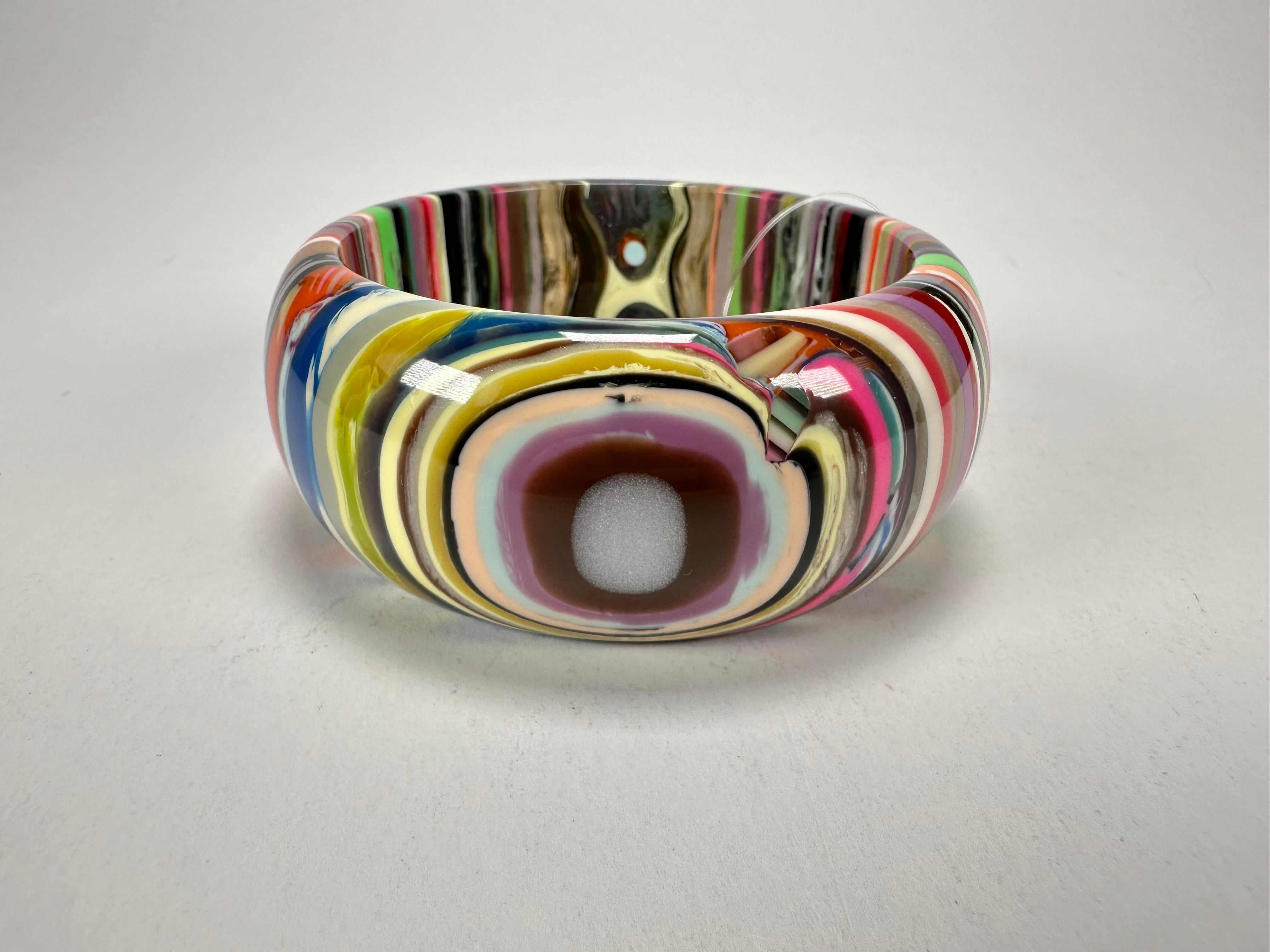 Jackie Brazil "All Sorts "Liquorice w/Cat Eye Mix Colours 3.4cm Bangle ( B2444 )