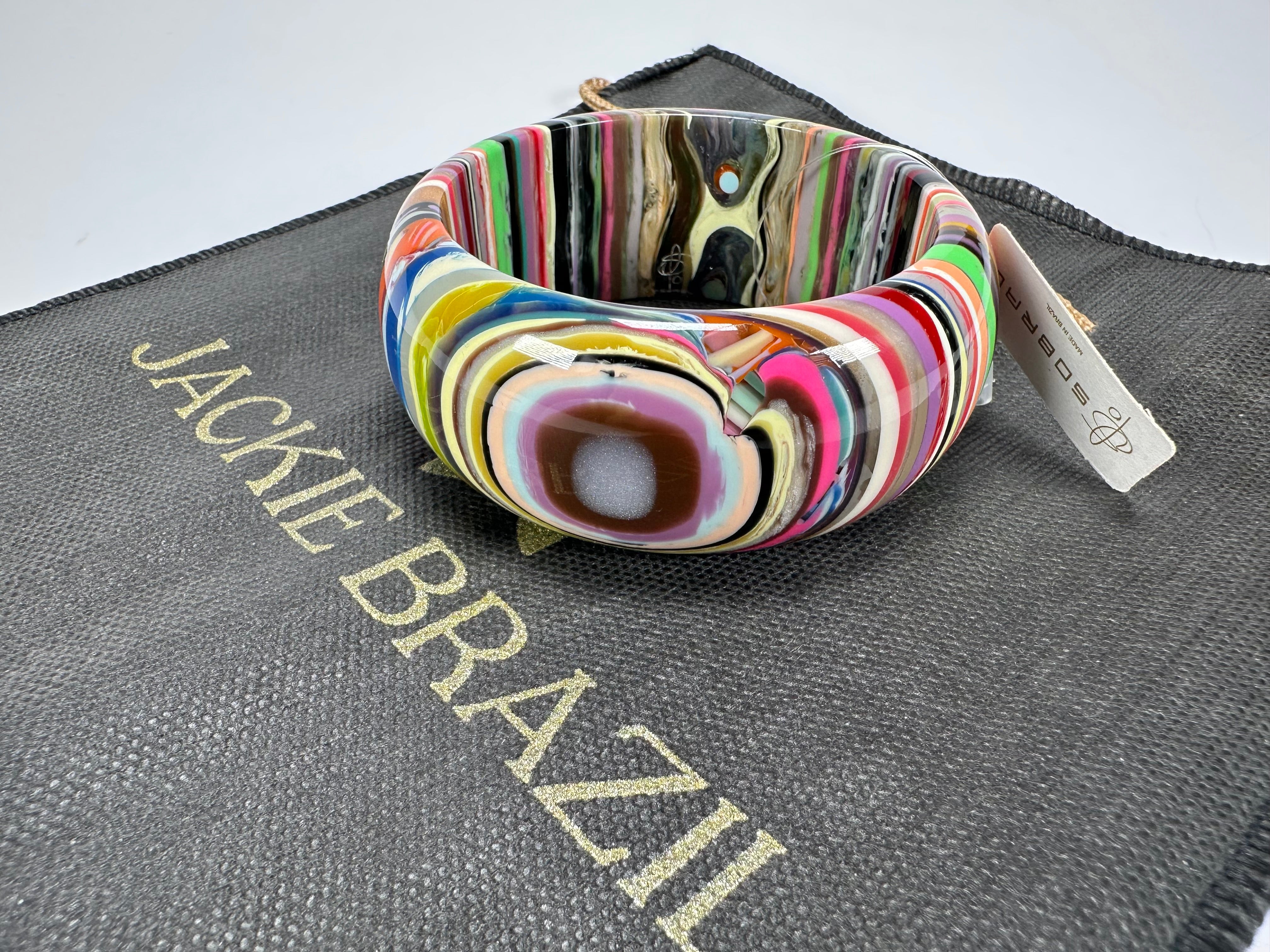 Jackie Brazil "All Sorts "Liquorice w/Cat Eye Mix Colours 3.4cm Bangle ( B2444 )