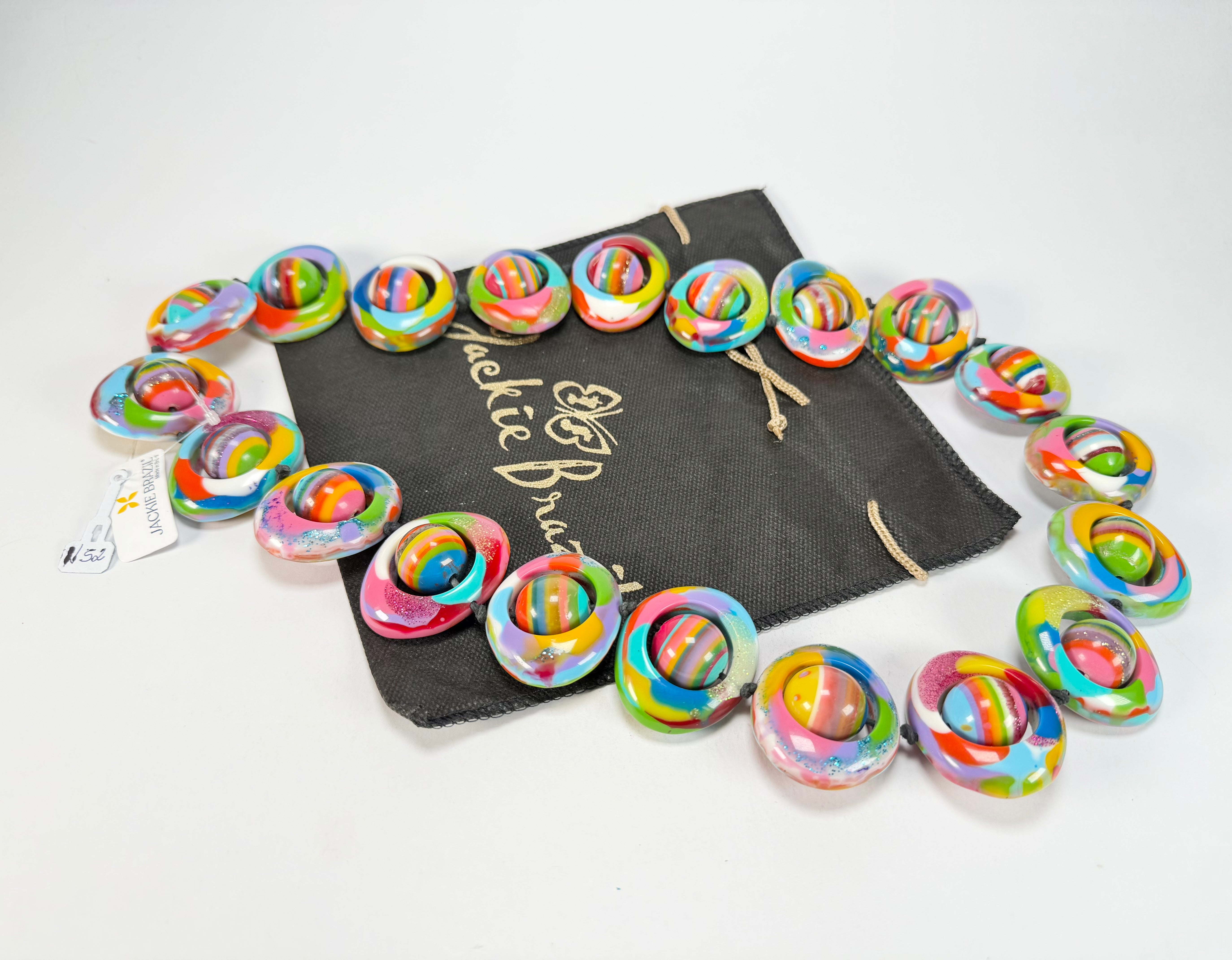 Jackie Brazil "Saturn" Kandinsky Disc & Ball Long 75cm Necklace ( N0052 )