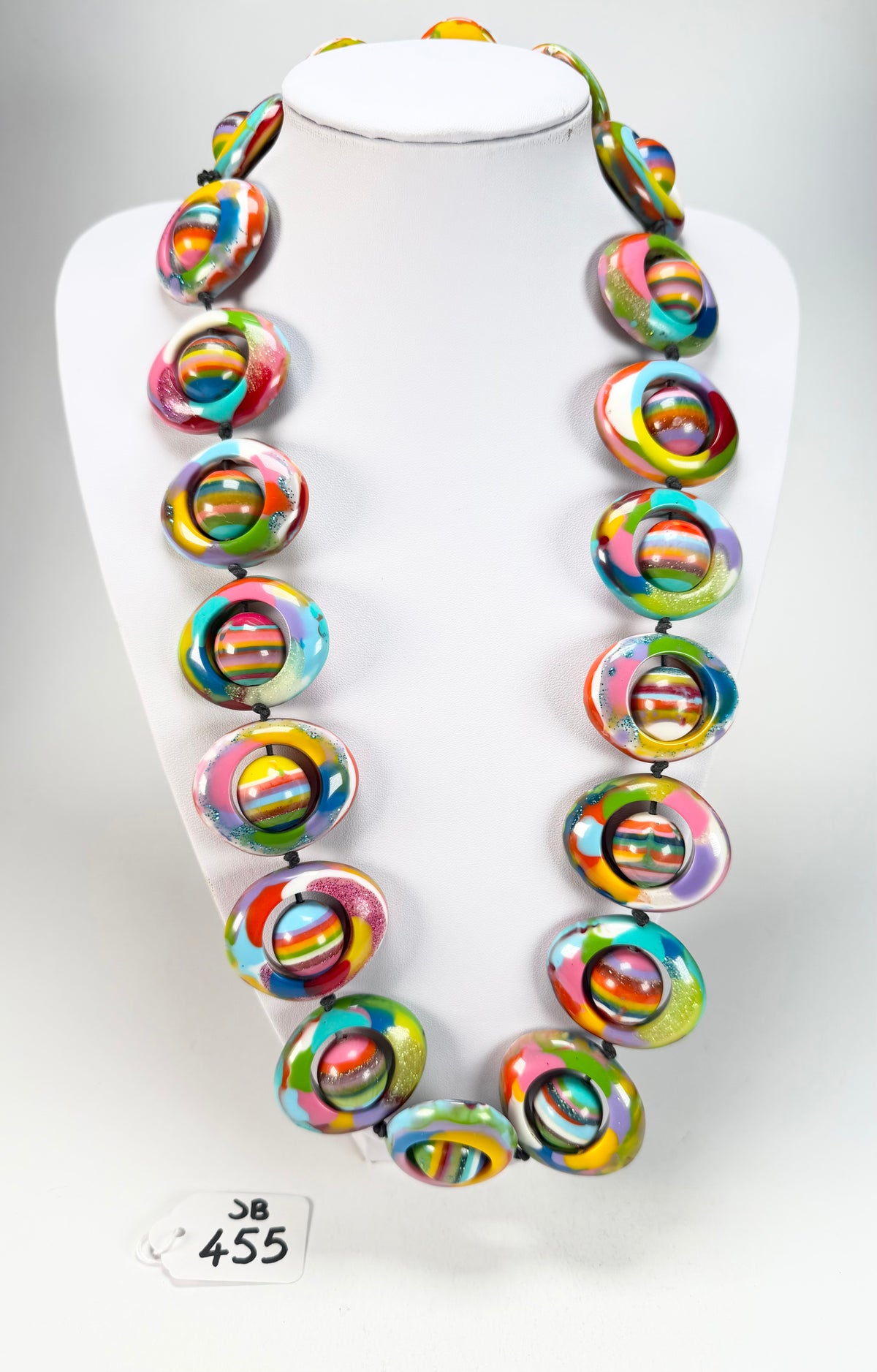 Jackie Brazil "Saturn" Kandinsky Disc & Ball Long 75cm Necklace ( N0052 )