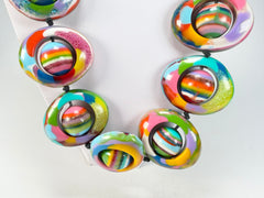 Jackie Brazil "Saturn" Kandinsky Disc & Ball Long 75cm Necklace ( N0052 )