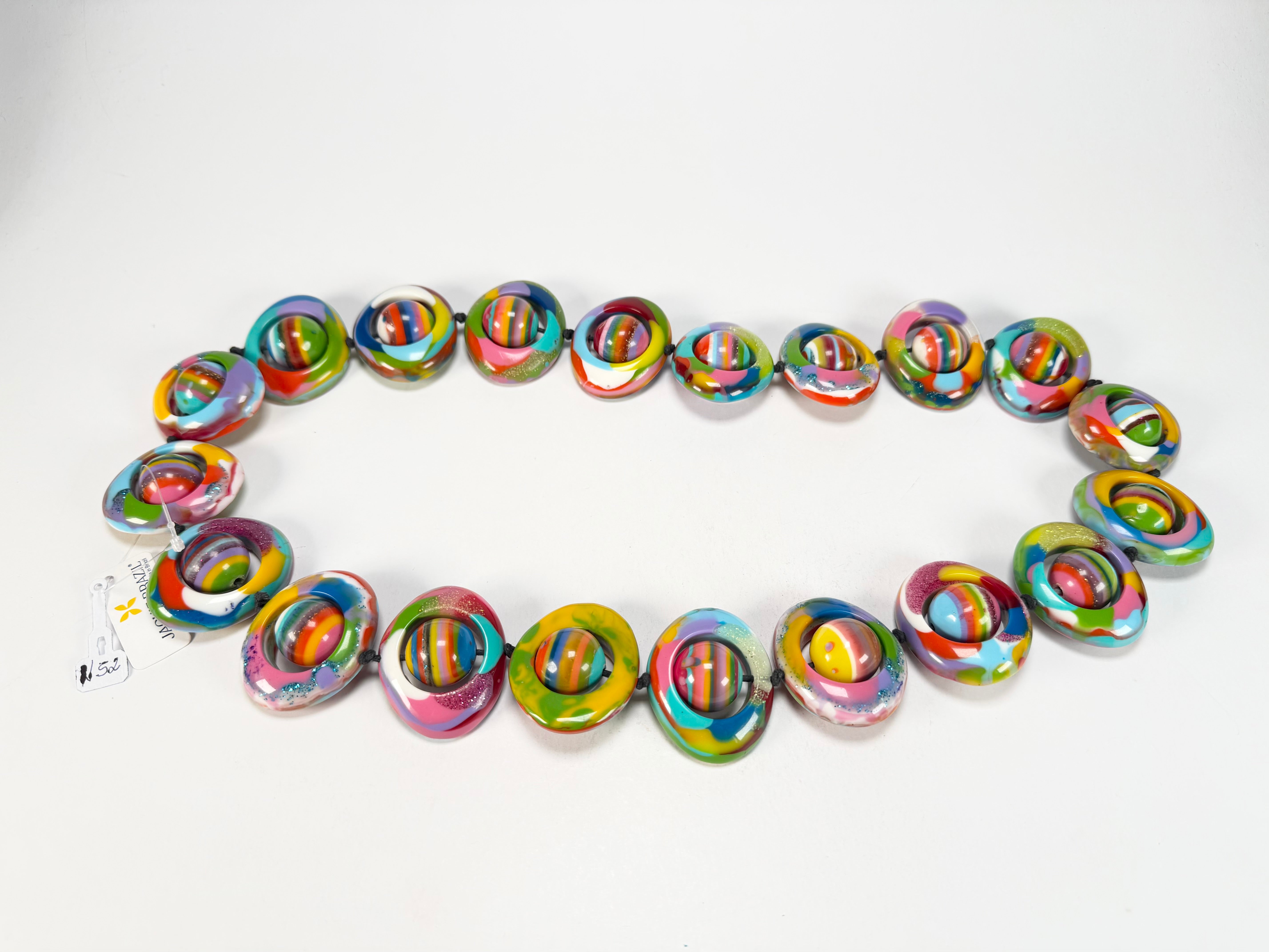 Jackie Brazil "Saturn" Kandinsky Disc & Ball Long 75cm Necklace ( N0052 )