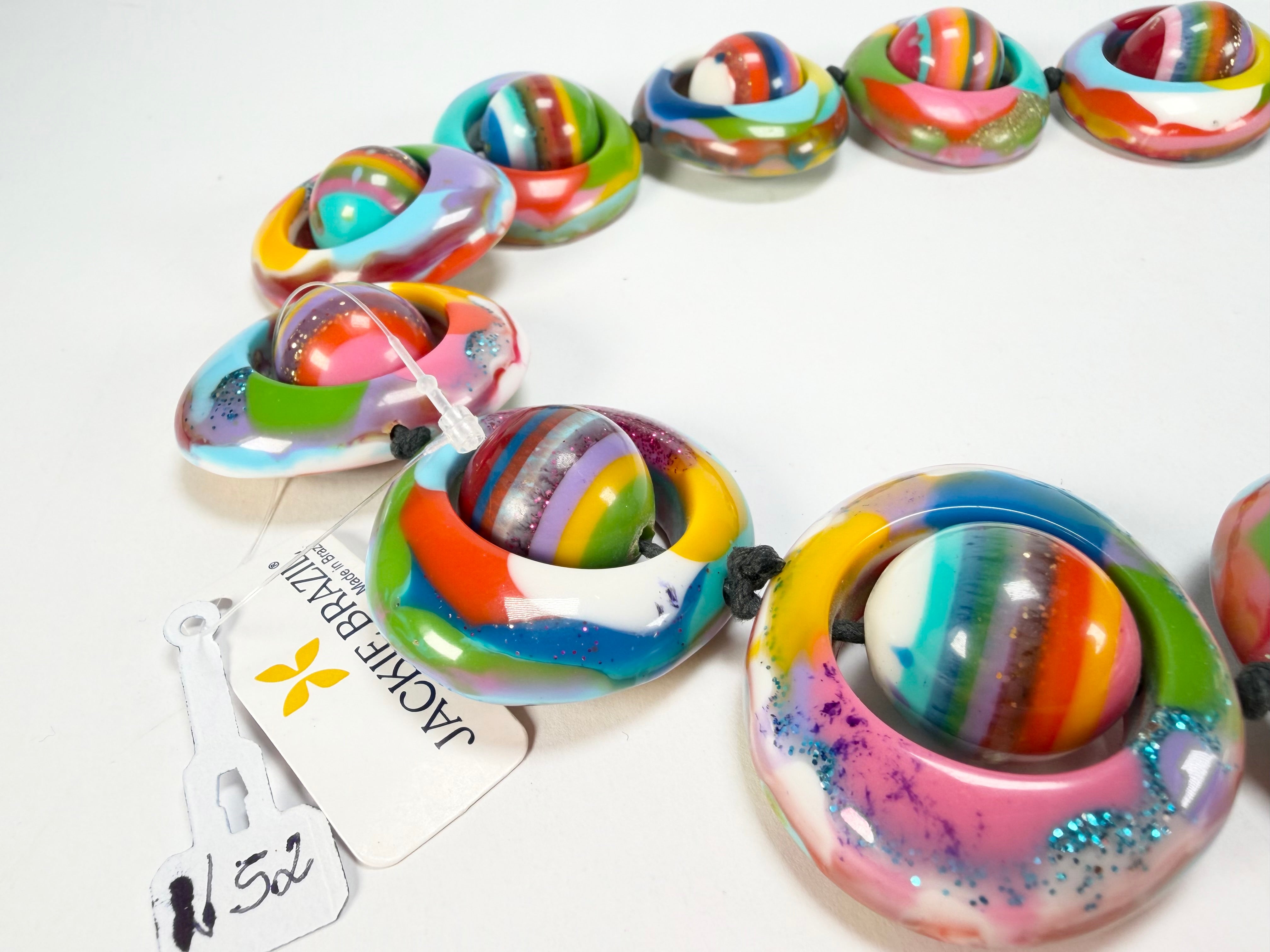 Jackie Brazil "Saturn" Kandinsky Disc & Ball Long 75cm Necklace ( N0052 )