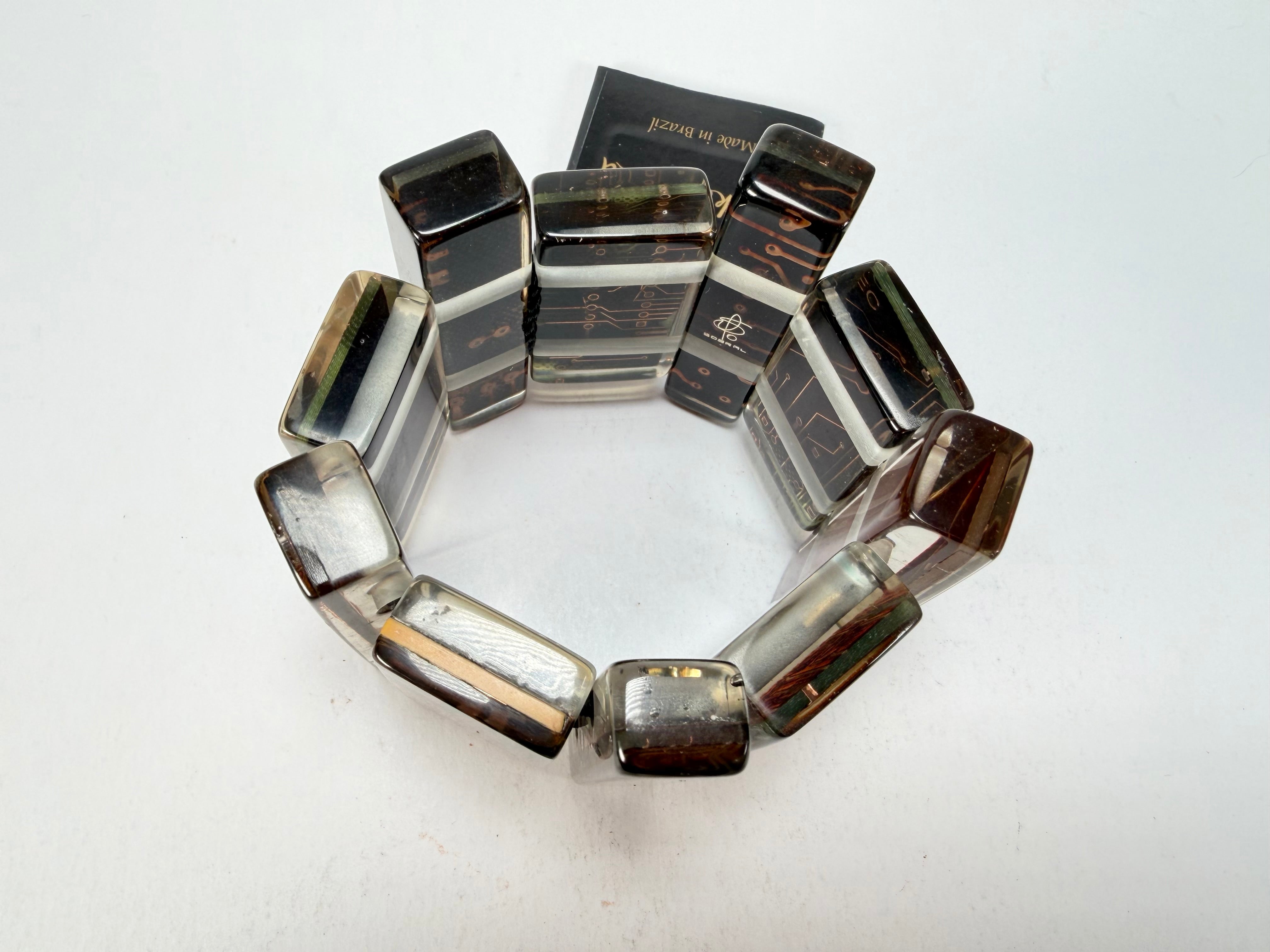 Jackie Brazil "Flash" Digital Mix Rectangles Elasticated Bracelet ( B3237 )
