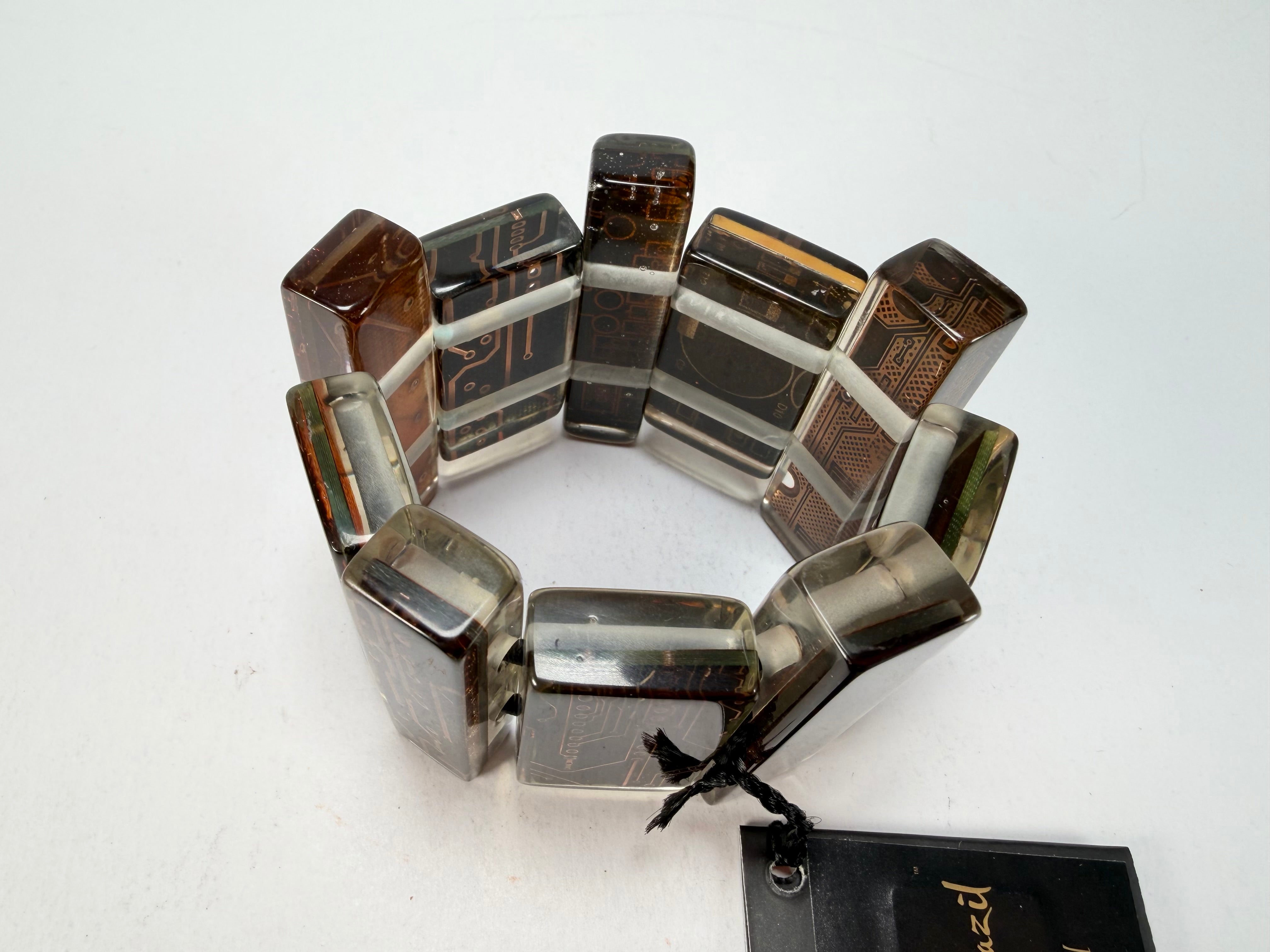 Jackie Brazil "Flash" Digital Mix Rectangles Elasticated Bracelet ( B3237 )