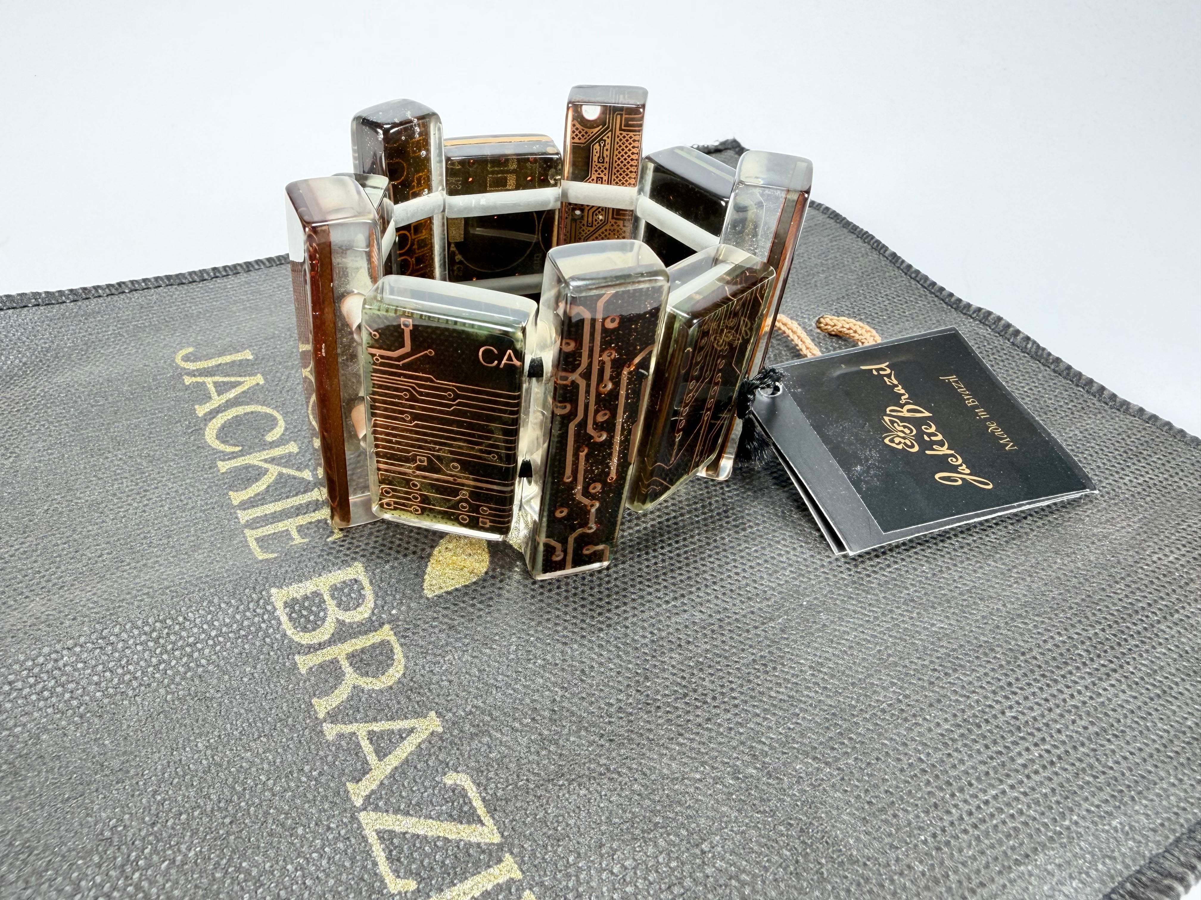 Jackie Brazil "Flash" Digital Mix Rectangles Elasticated Bracelet ( B3237 )