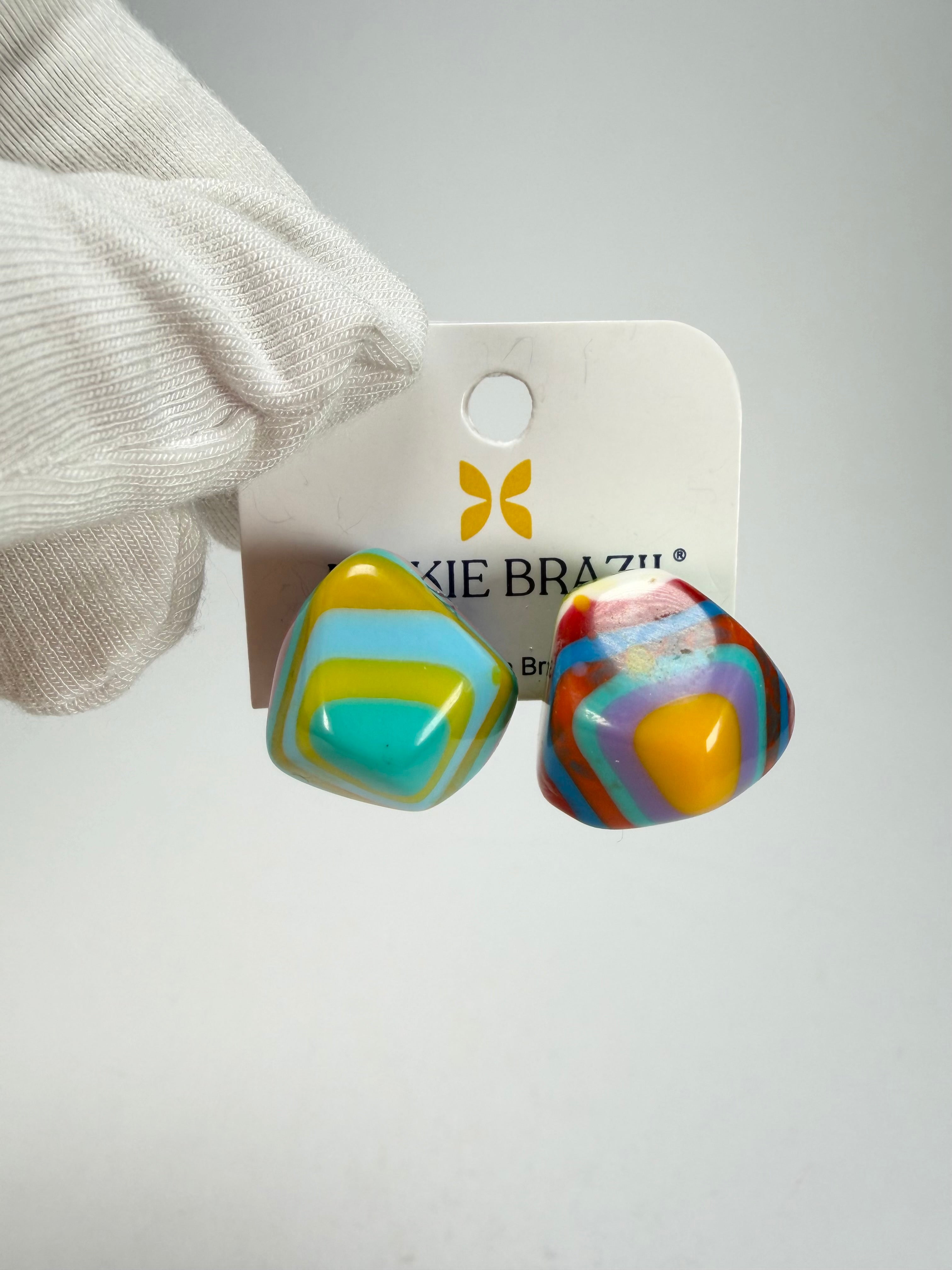 Jackie Brazil "Camille" Kandinsky Abstract Resin Earrings ( E1053 )