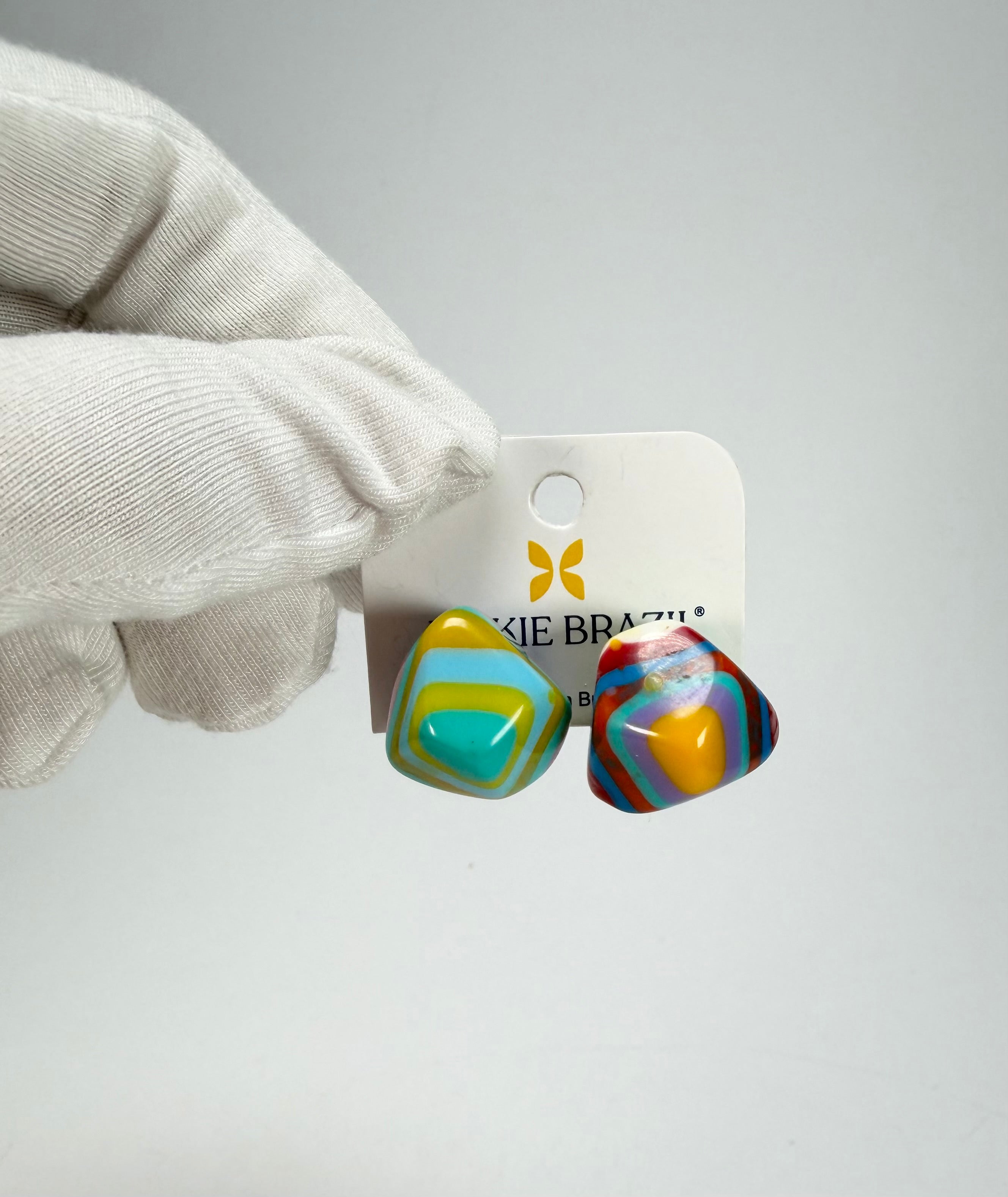 Jackie Brazil "Camille" Kandinsky Abstract Resin Earrings ( E1053 )
