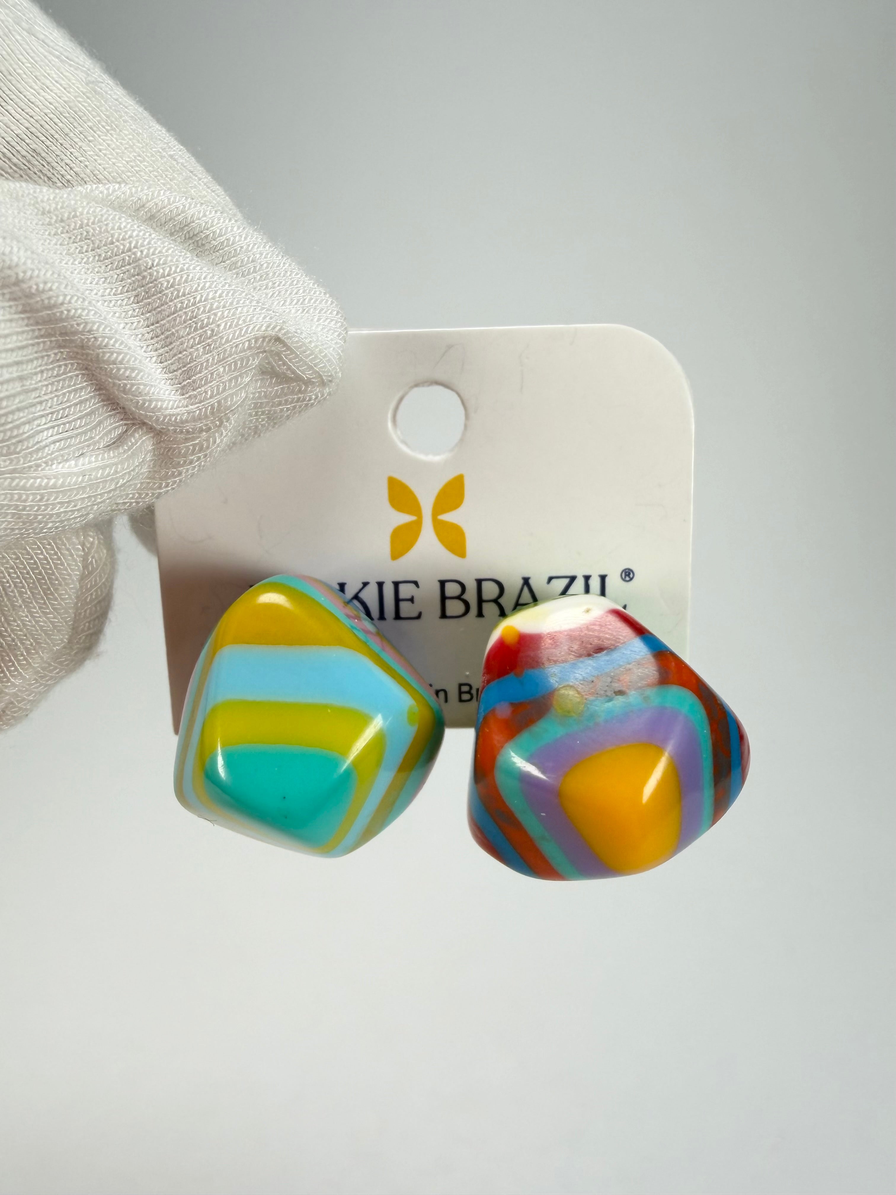 Jackie Brazil "Camille" Kandinsky Abstract Resin Earrings ( E1053 )