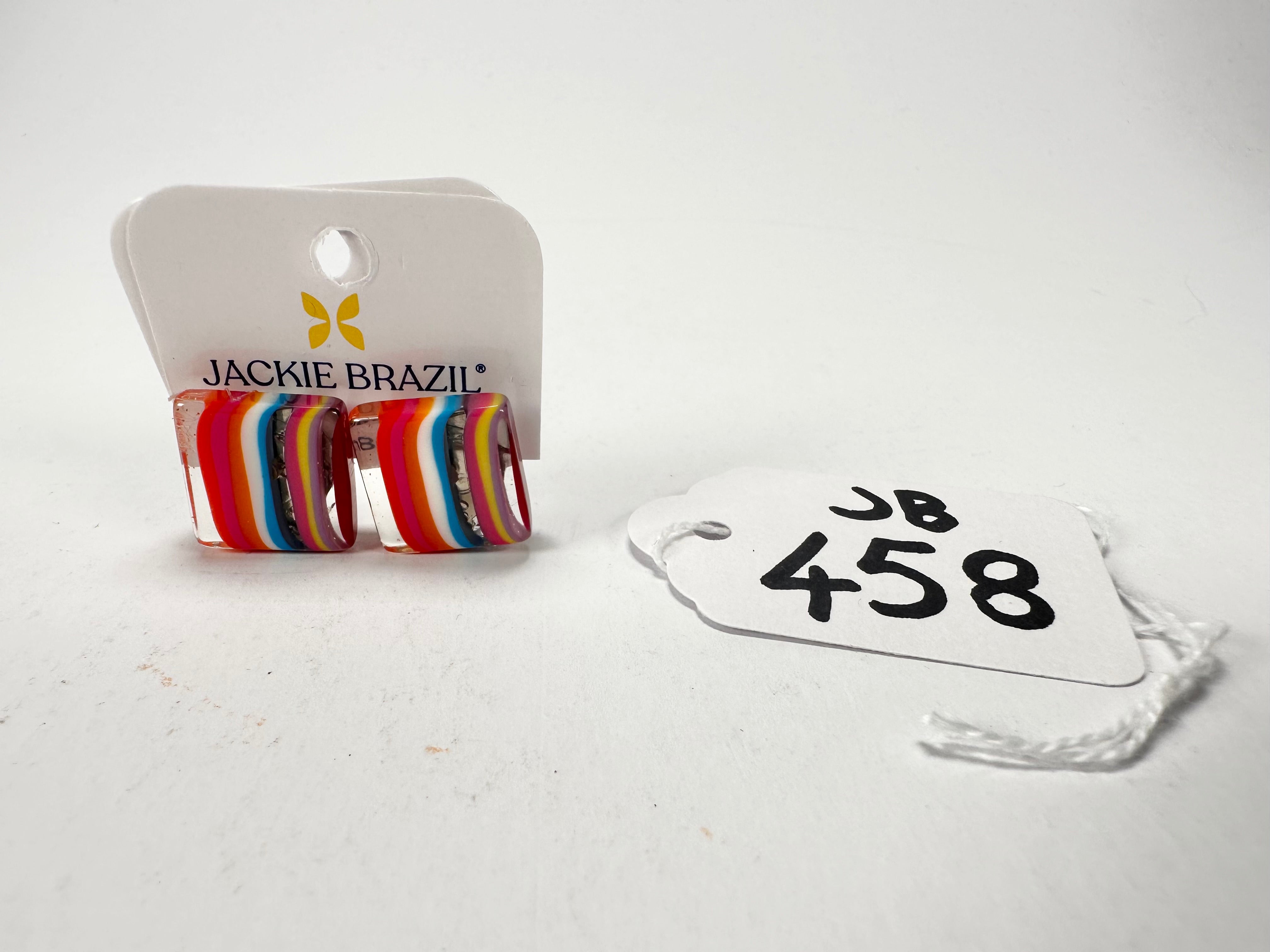 Jackie Brazil "Liquorice" Mix Colours Small Square Resin Clip On Earrings ( E0074 )