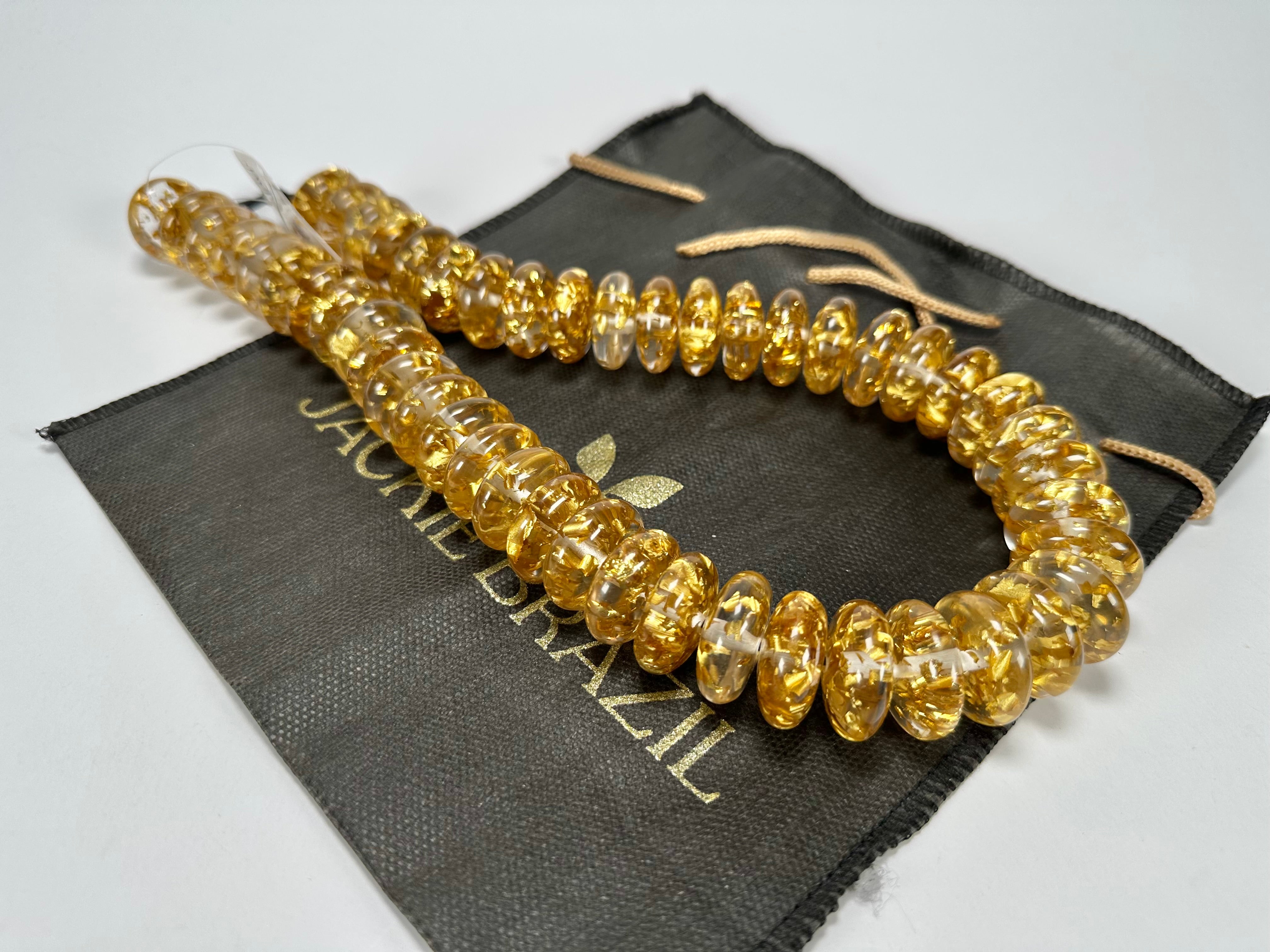 Jackie Brazil "Ana" Gold Flakes Resin Wheels 50cm Necklace ( N0042 )