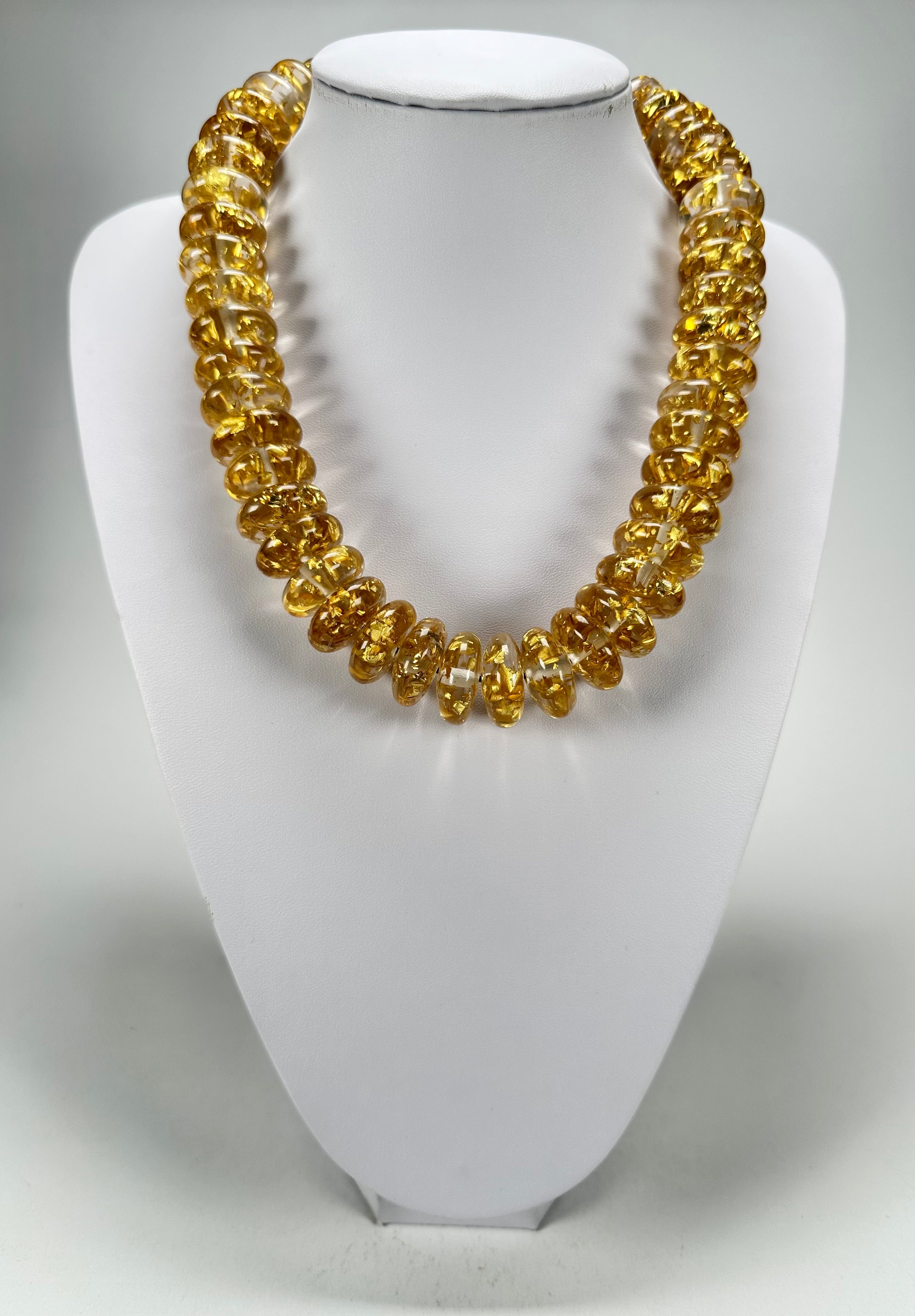 Jackie Brazil "Ana" Gold Flakes Resin Wheels 50cm Necklace ( N0042 )