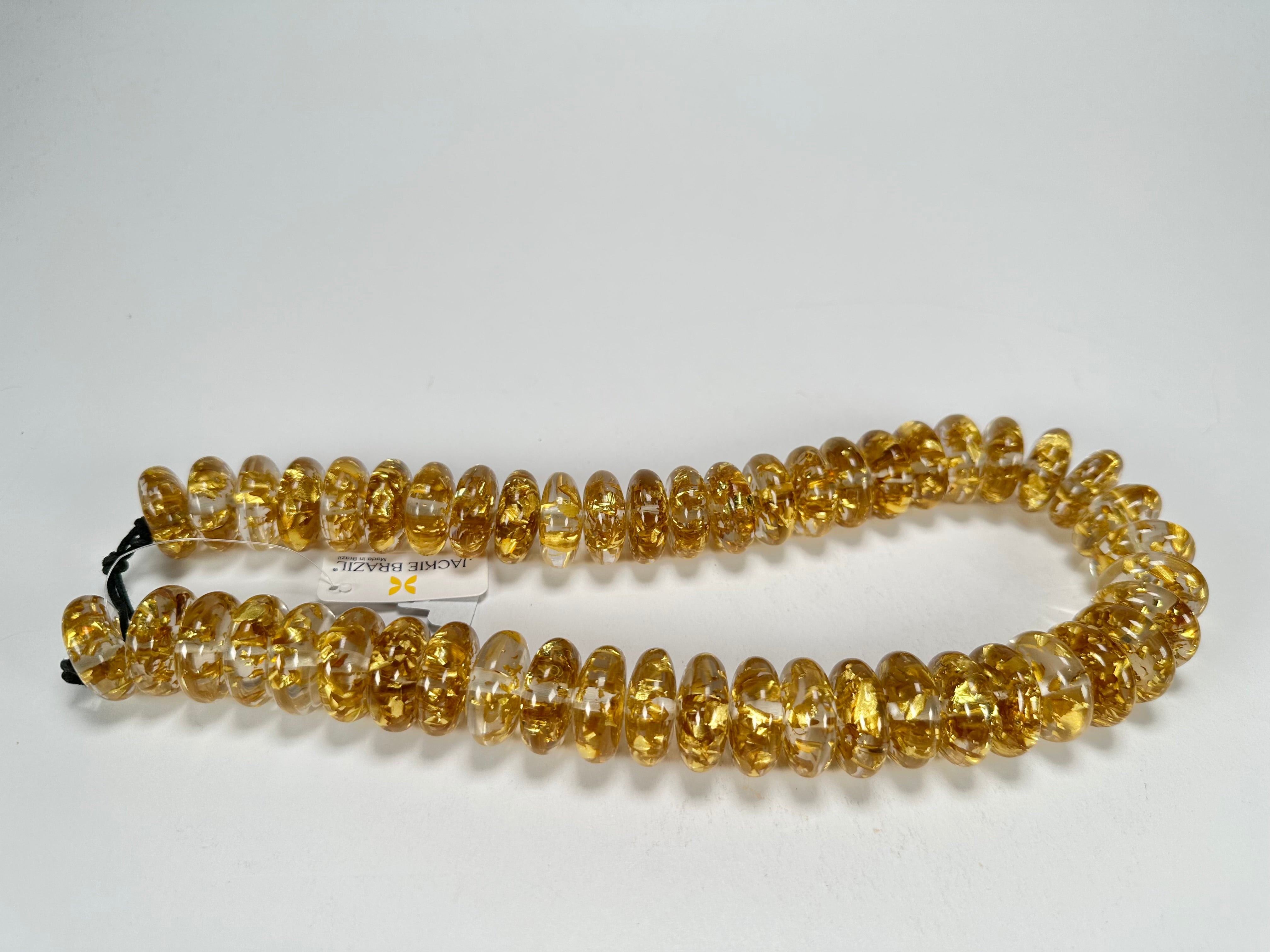 Jackie Brazil "Ana" Gold Flakes Resin Wheels 50cm Necklace ( N0042 )