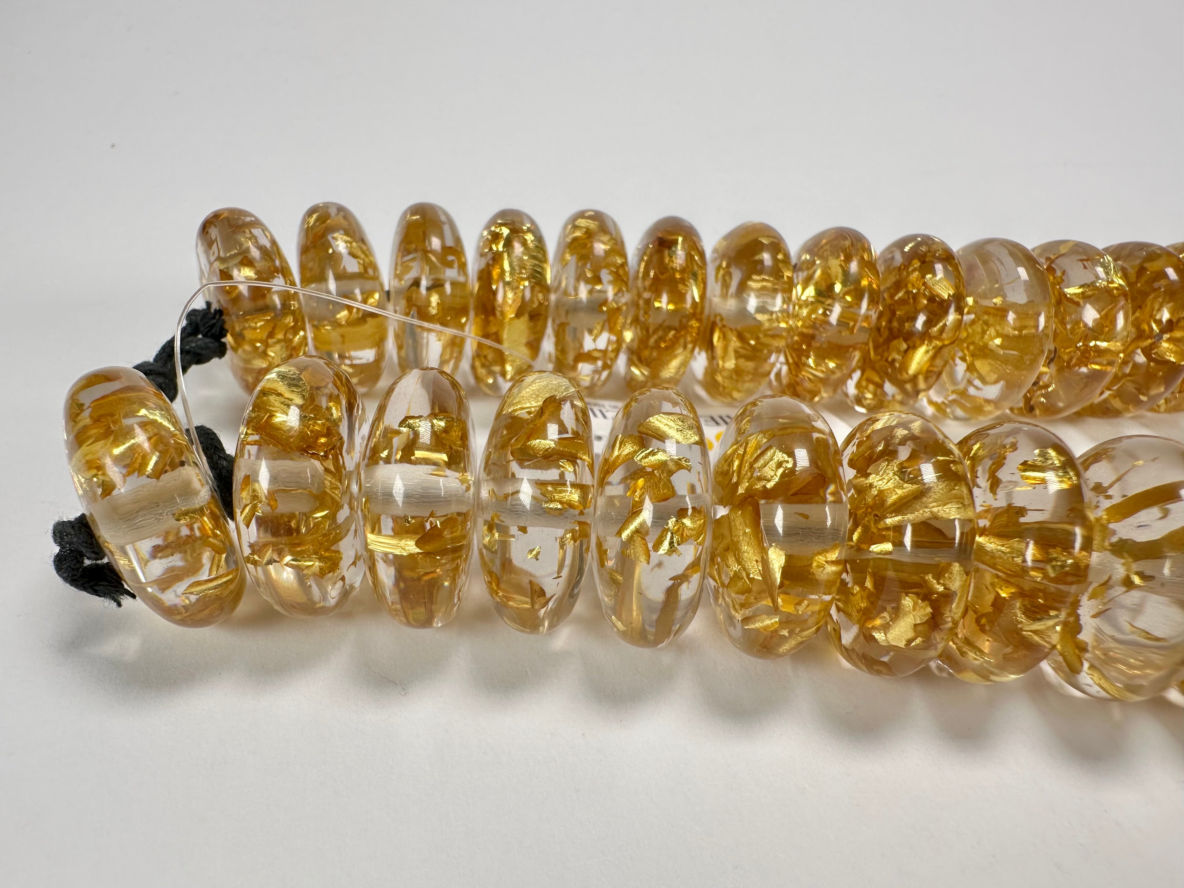 Jackie Brazil "Ana" Gold Flakes Resin Wheels 50cm Necklace ( N0042 )