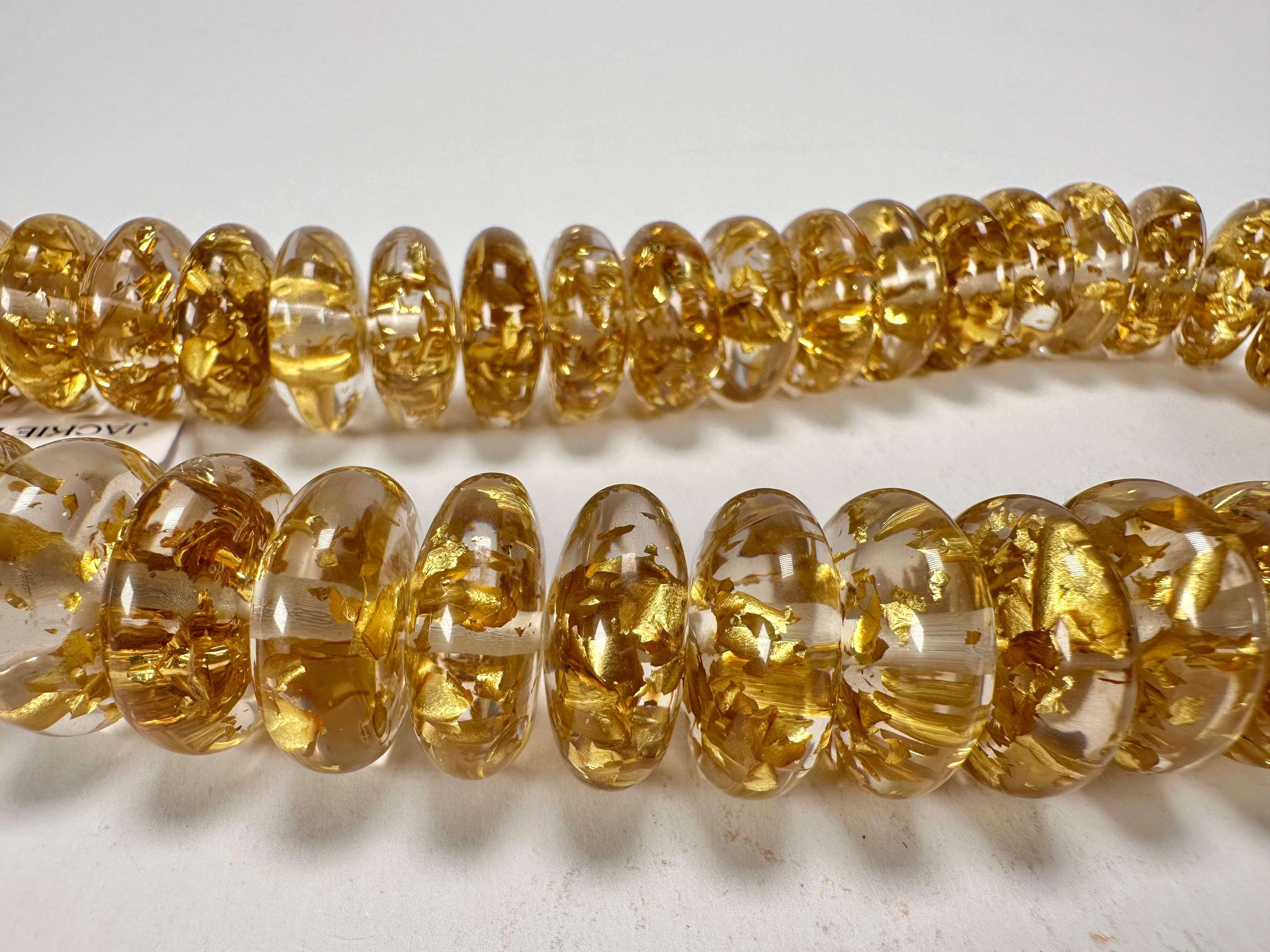 Jackie Brazil "Ana" Gold Flakes Resin Wheels 50cm Necklace ( N0042 )