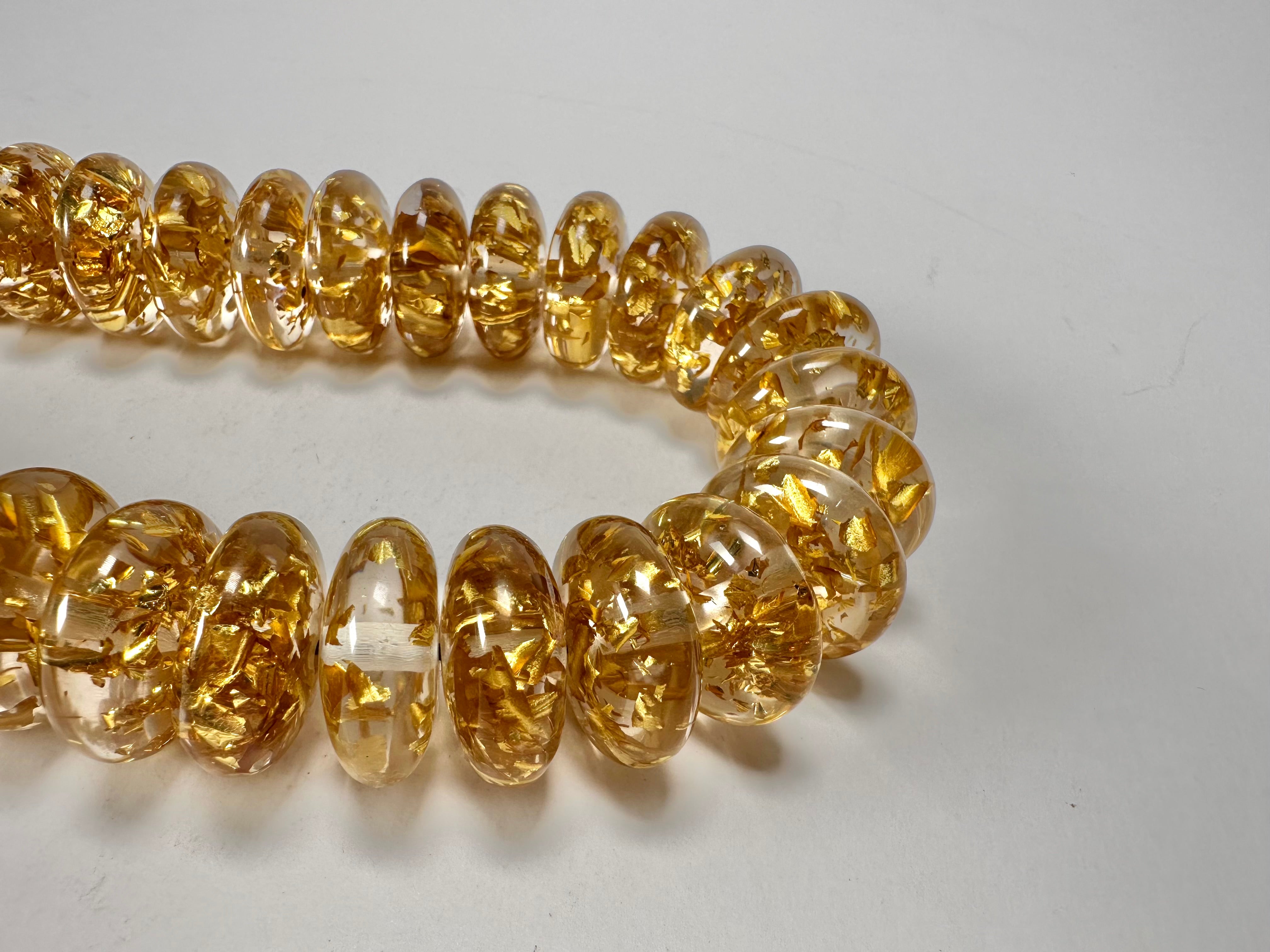 Jackie Brazil "Ana" Gold Flakes Resin Wheels 50cm Necklace ( N0042 )