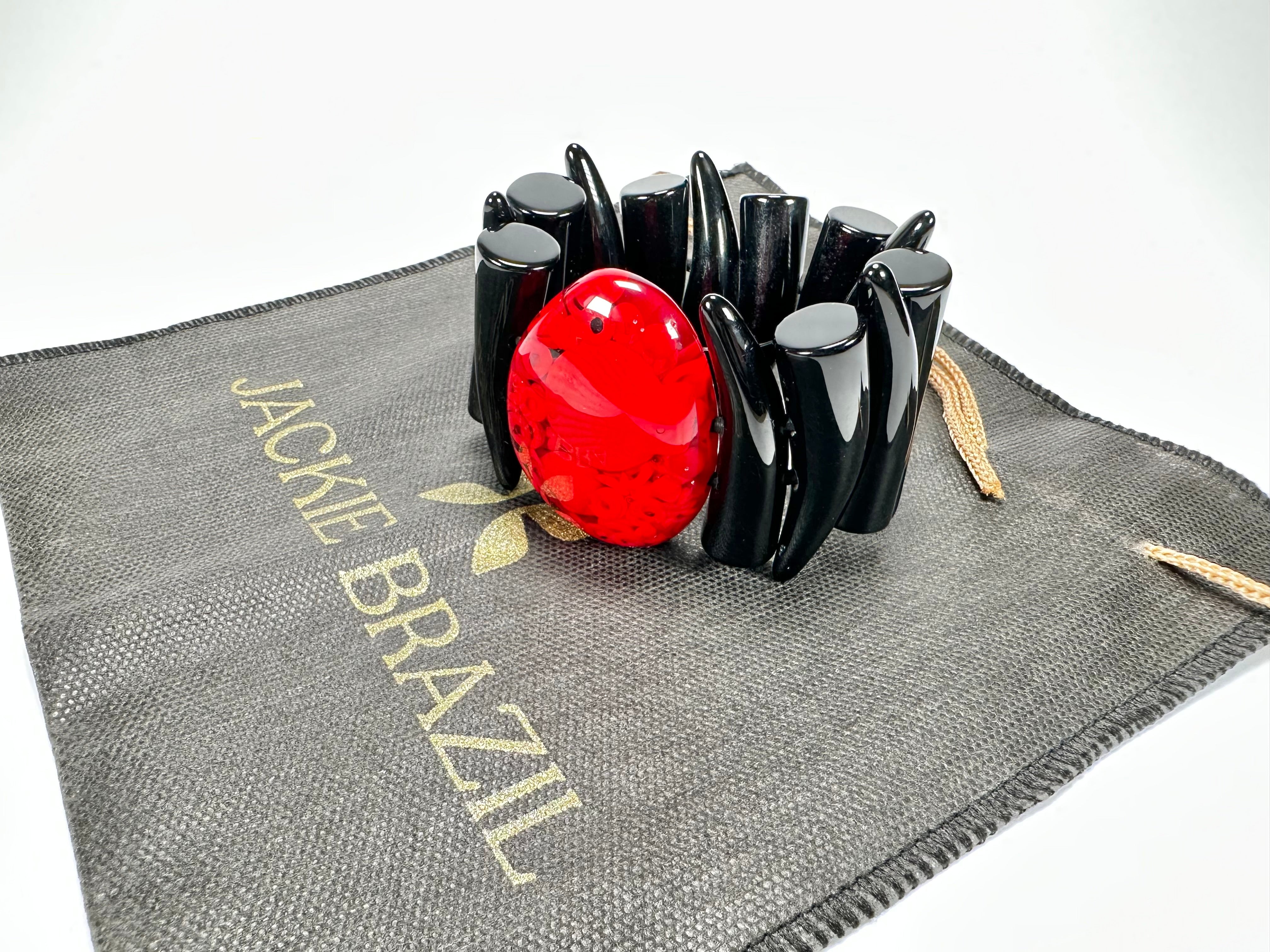 Jackie Brazil "Safari" Tusks w/Red Pendant Elasticated Bracelet ( B1020 )