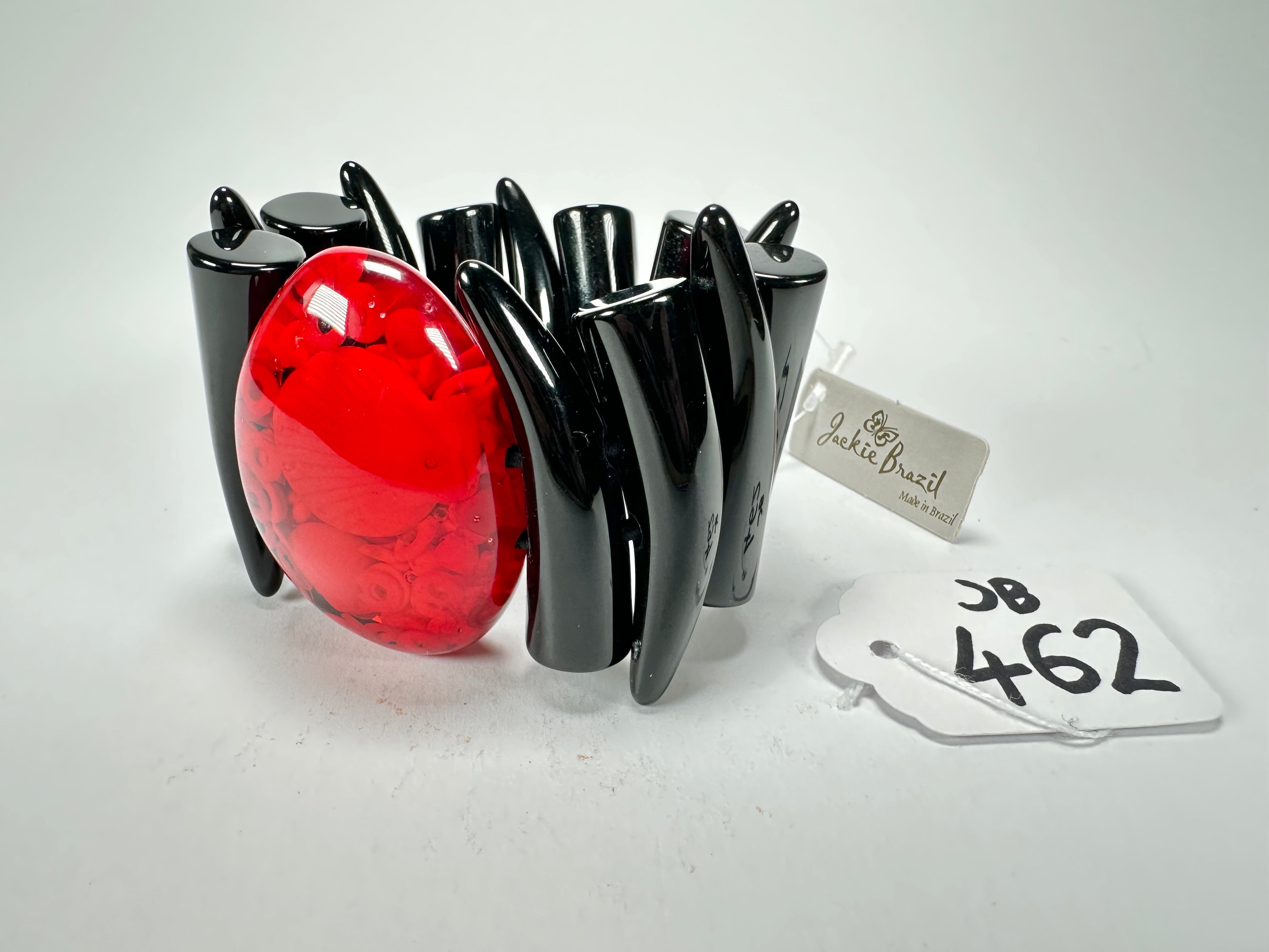 Jackie Brazil "Safari" Tusks w/Red Pendant Elasticated Bracelet ( B1020 )