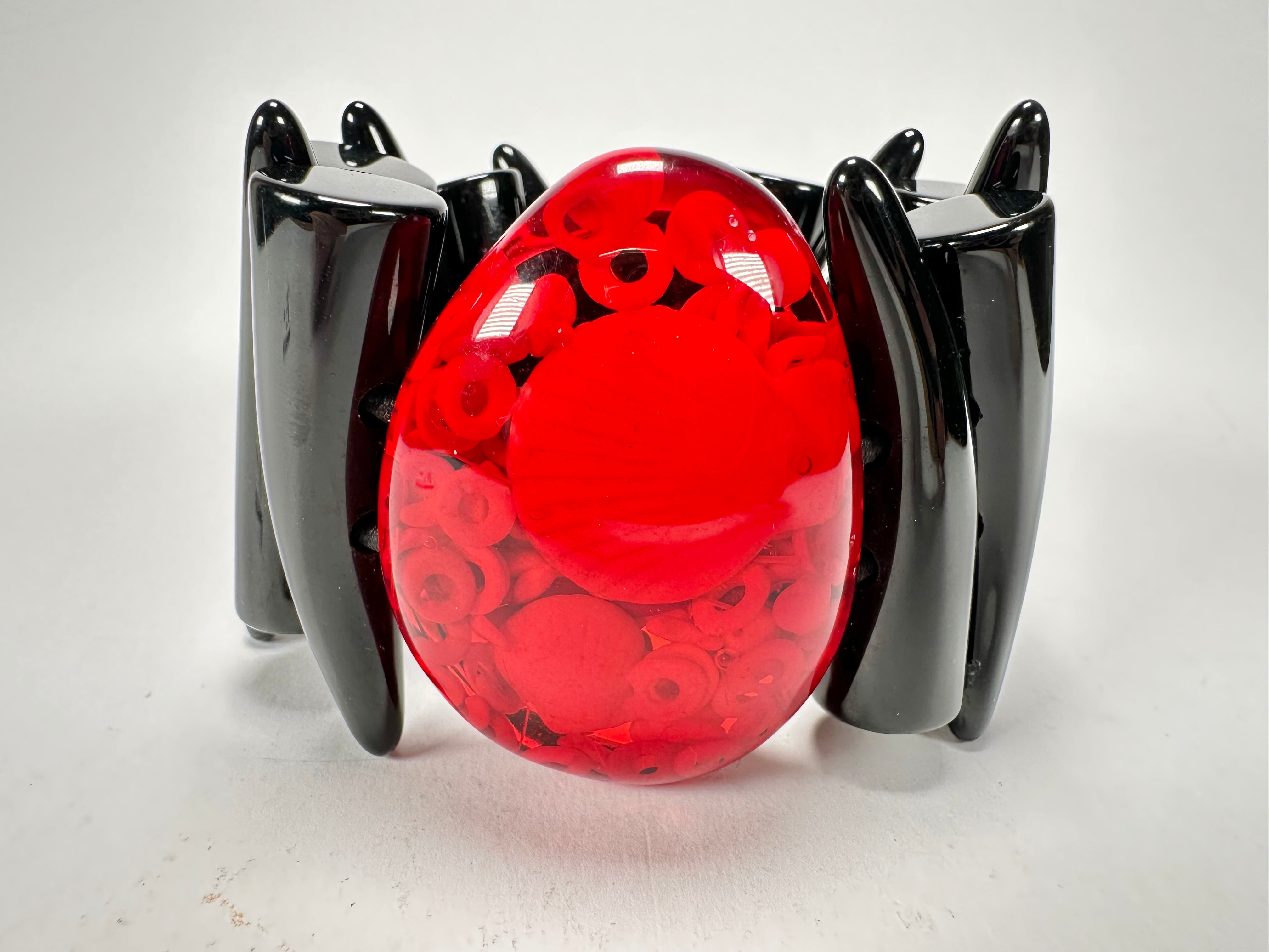 Jackie Brazil "Safari" Tusks w/Red Pendant Elasticated Bracelet ( B1020 )