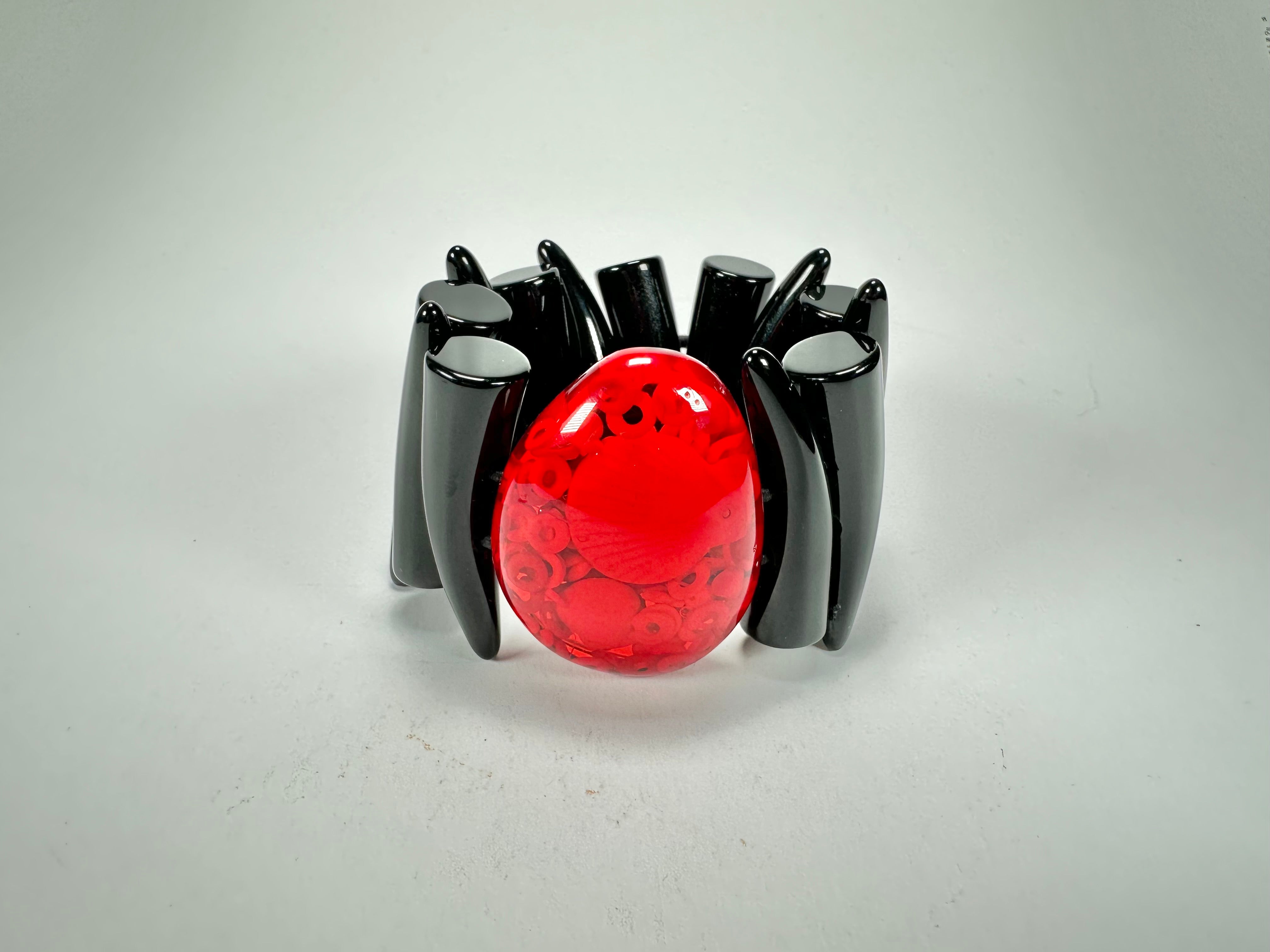 Jackie Brazil "Safari" Tusks w/Red Pendant Elasticated Bracelet ( B1020 )