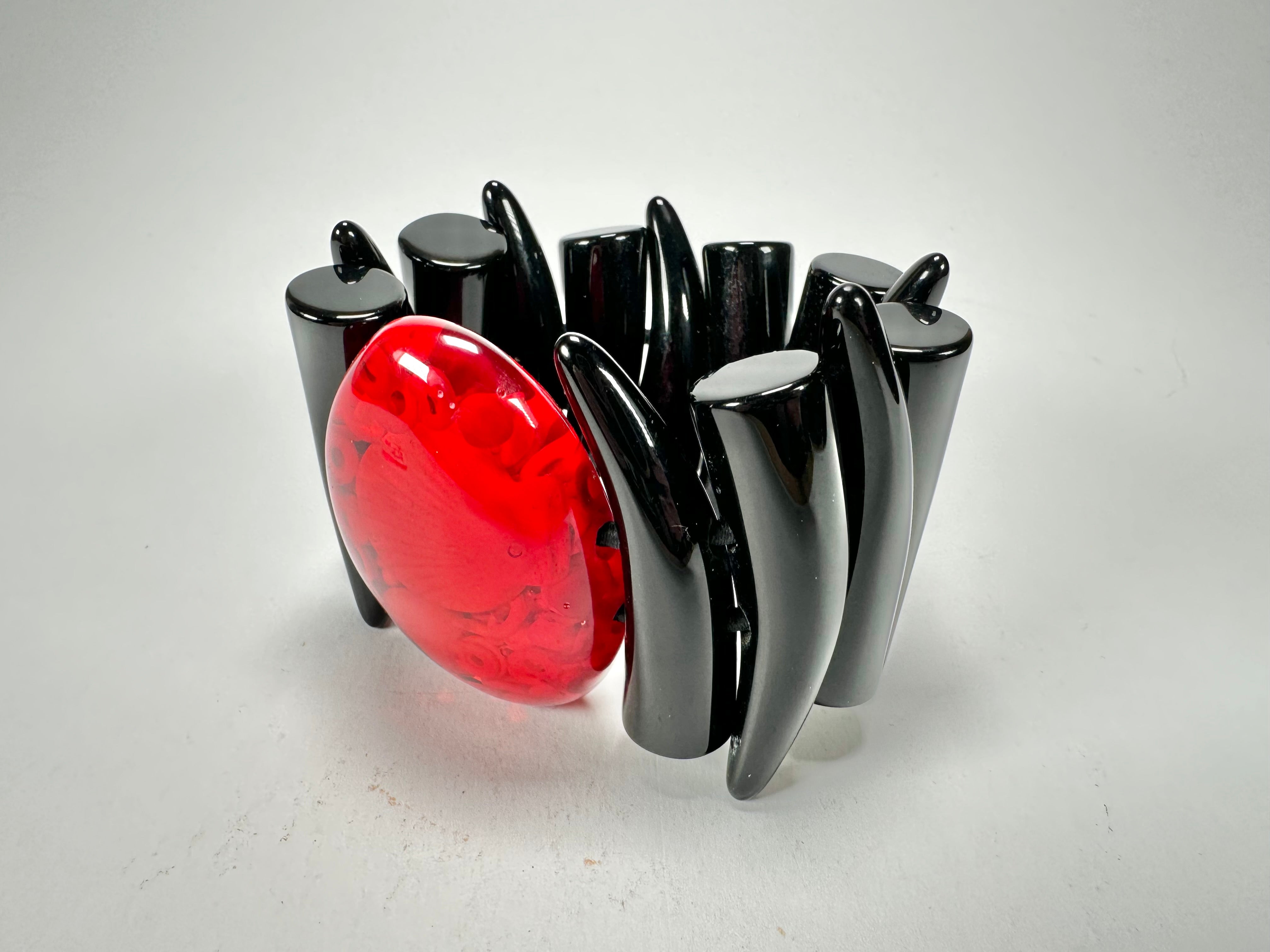 Jackie Brazil "Safari" Tusks w/Red Pendant Elasticated Bracelet ( B1020 )